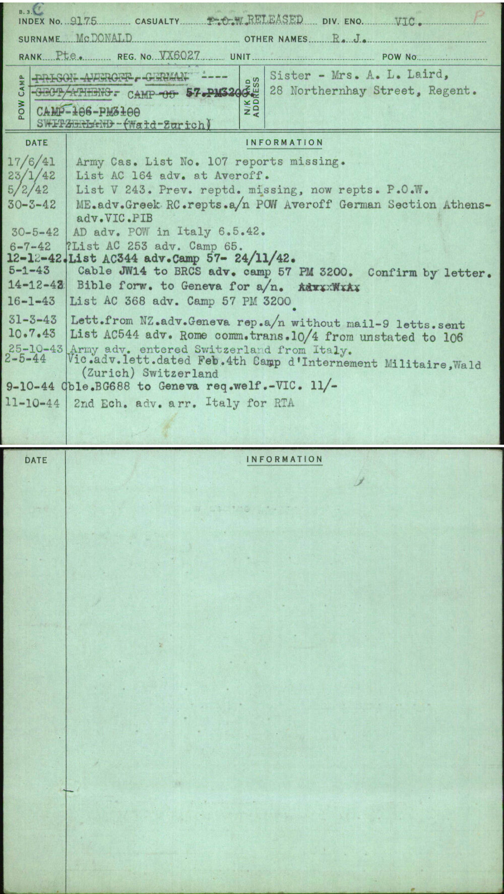 Mcdonald, R J, VX6027