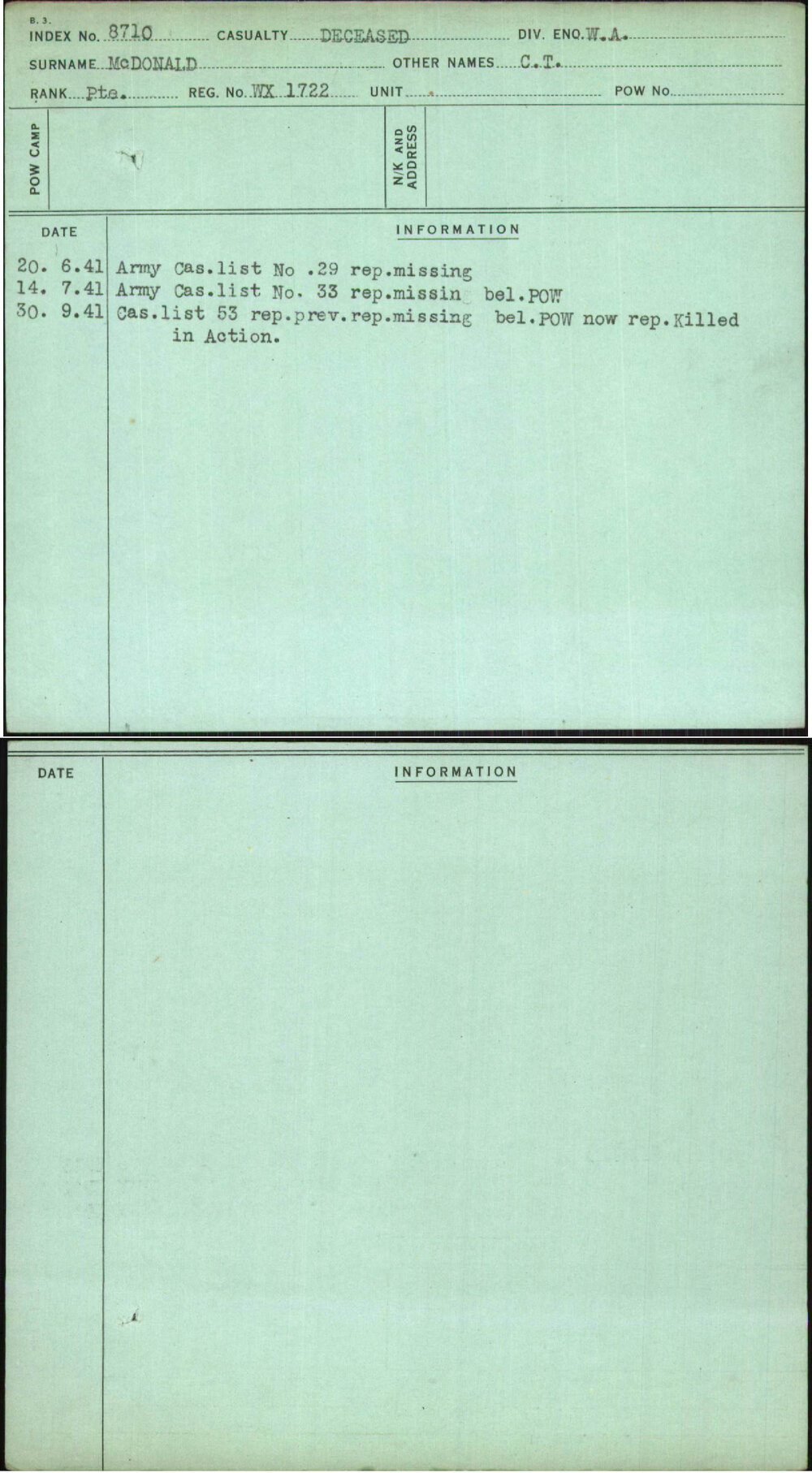 Mcdonald, C T, WX1722