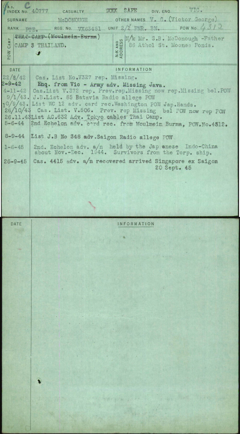 Mcdonough, V G (Victor George), VX63451