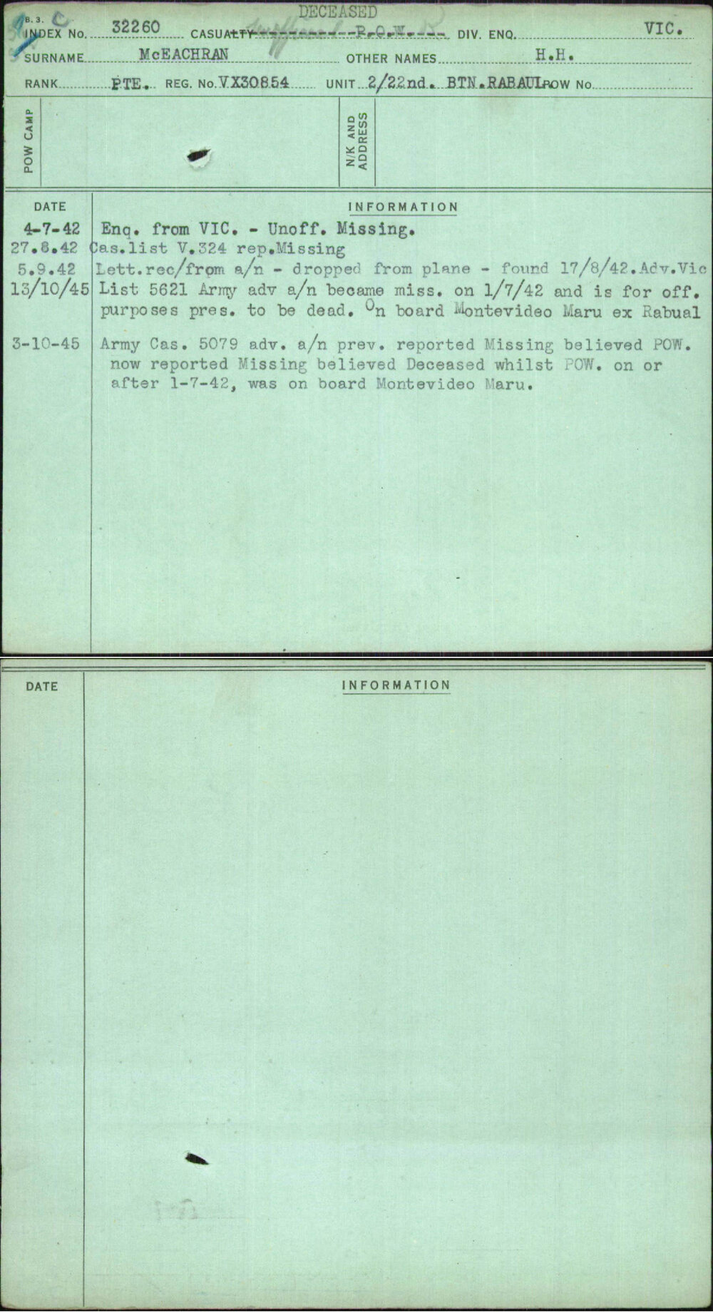 Mceachran, H H, VX30854