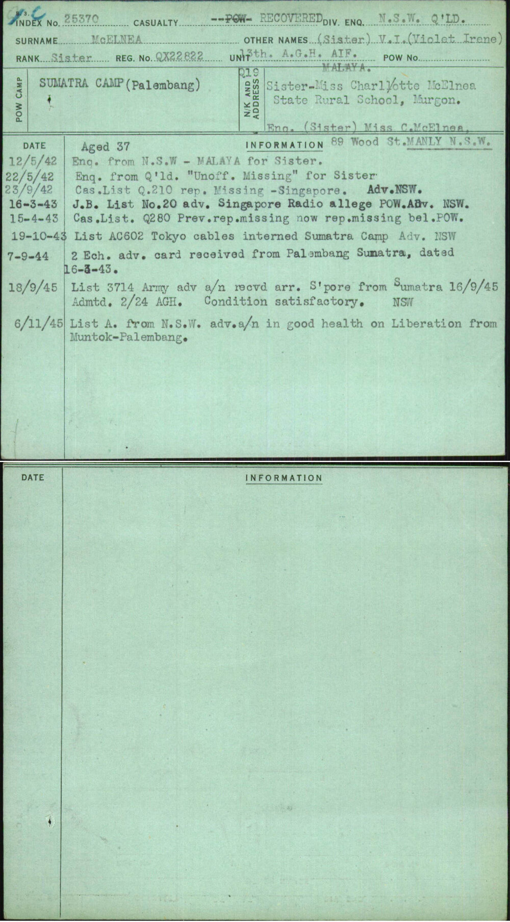 Mcelnea, (Sister) V I (Violet Irene), QX22822