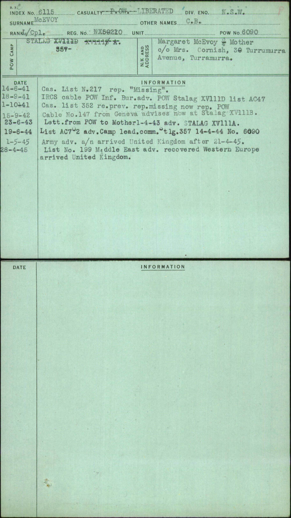 Mcevoy, C B, NX50210