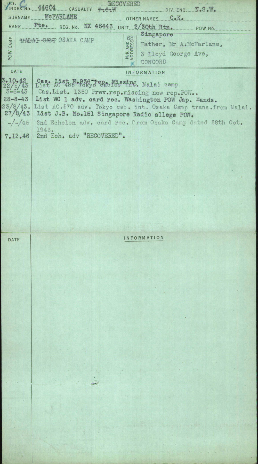 Mcfarlane, C K, NX46443