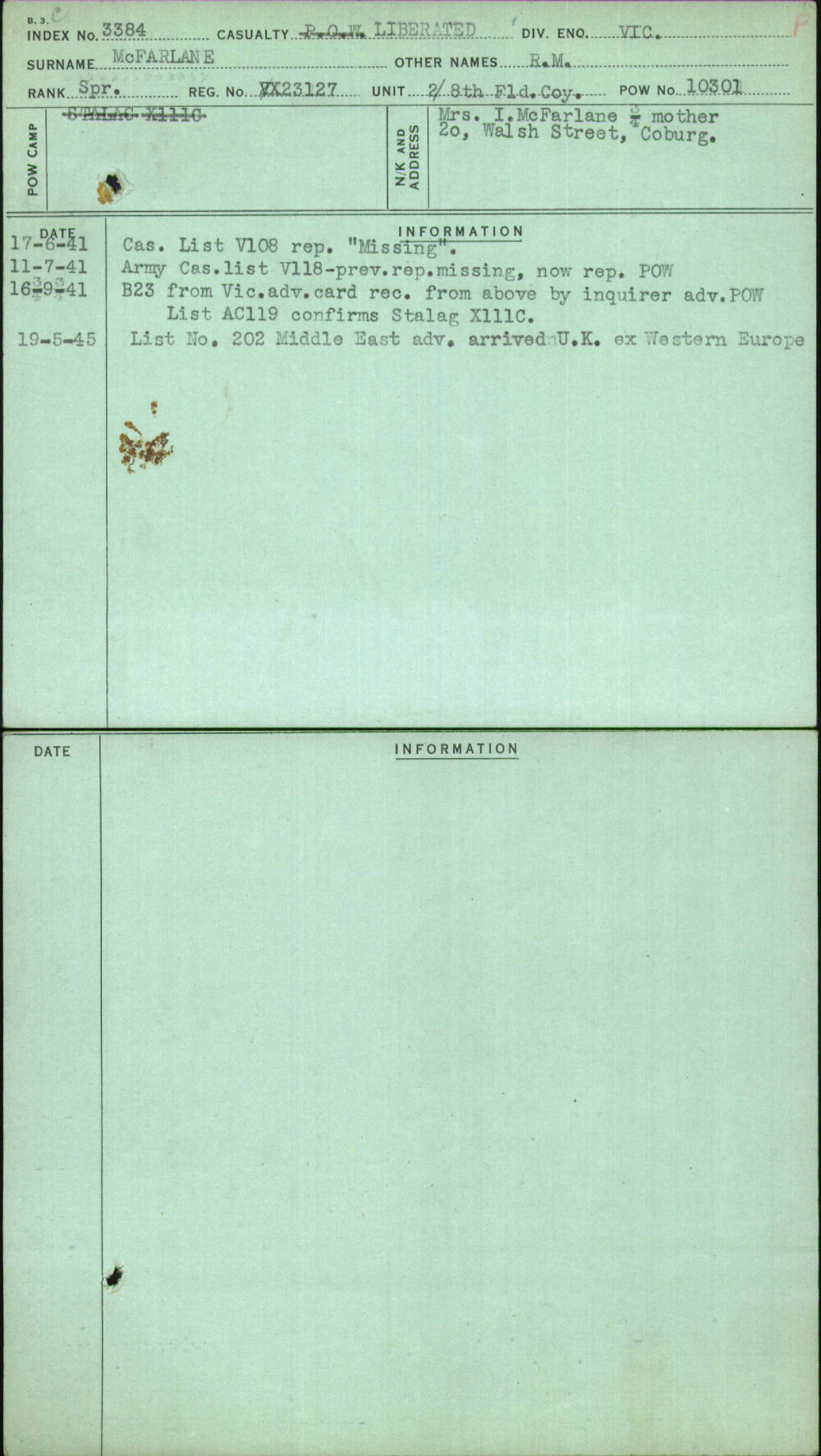 Mcfarlane, R M, VX23127