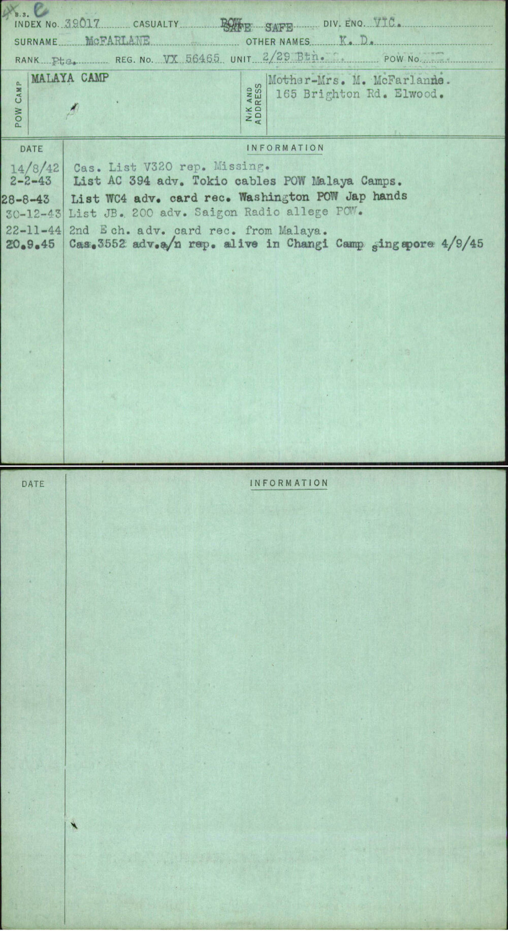 Mcfarlane, K D, VX56465