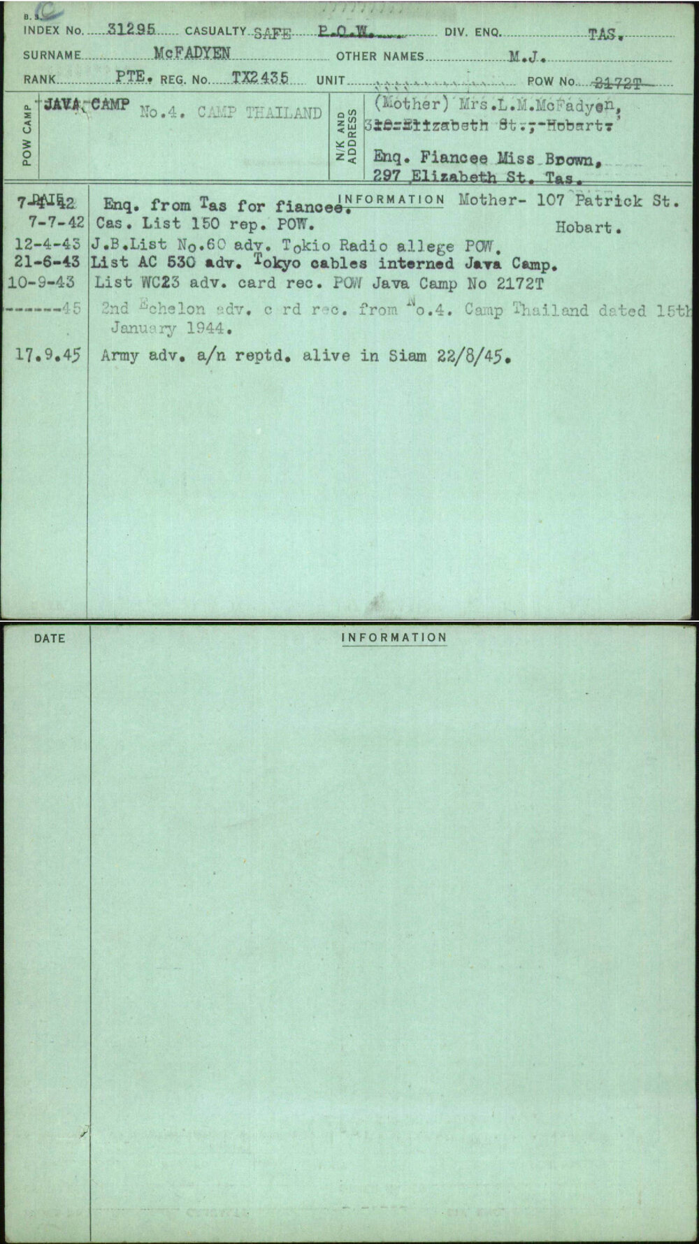 Mcfadyen, M J, TX2435