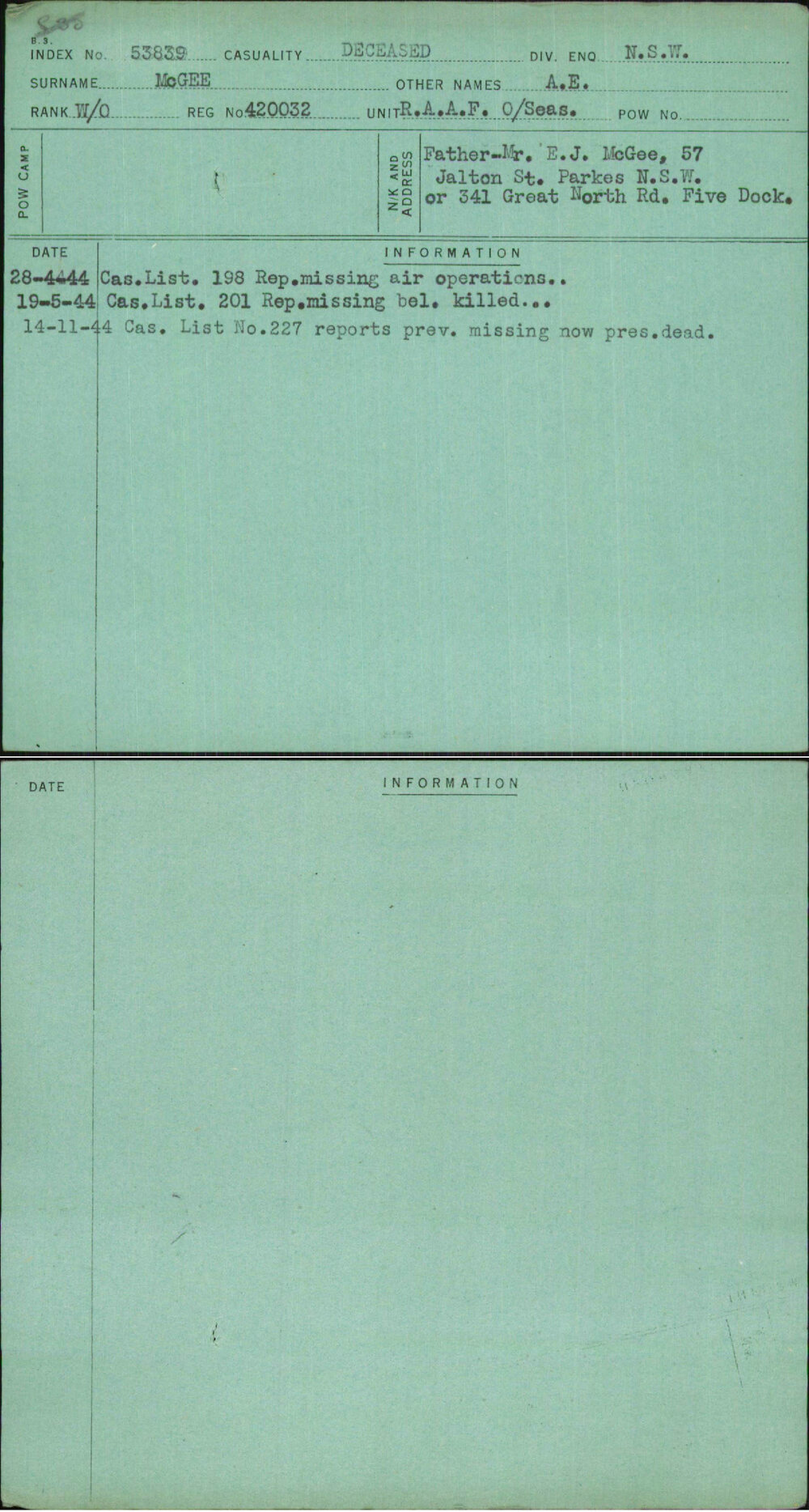 Mcgee, A E, 420032