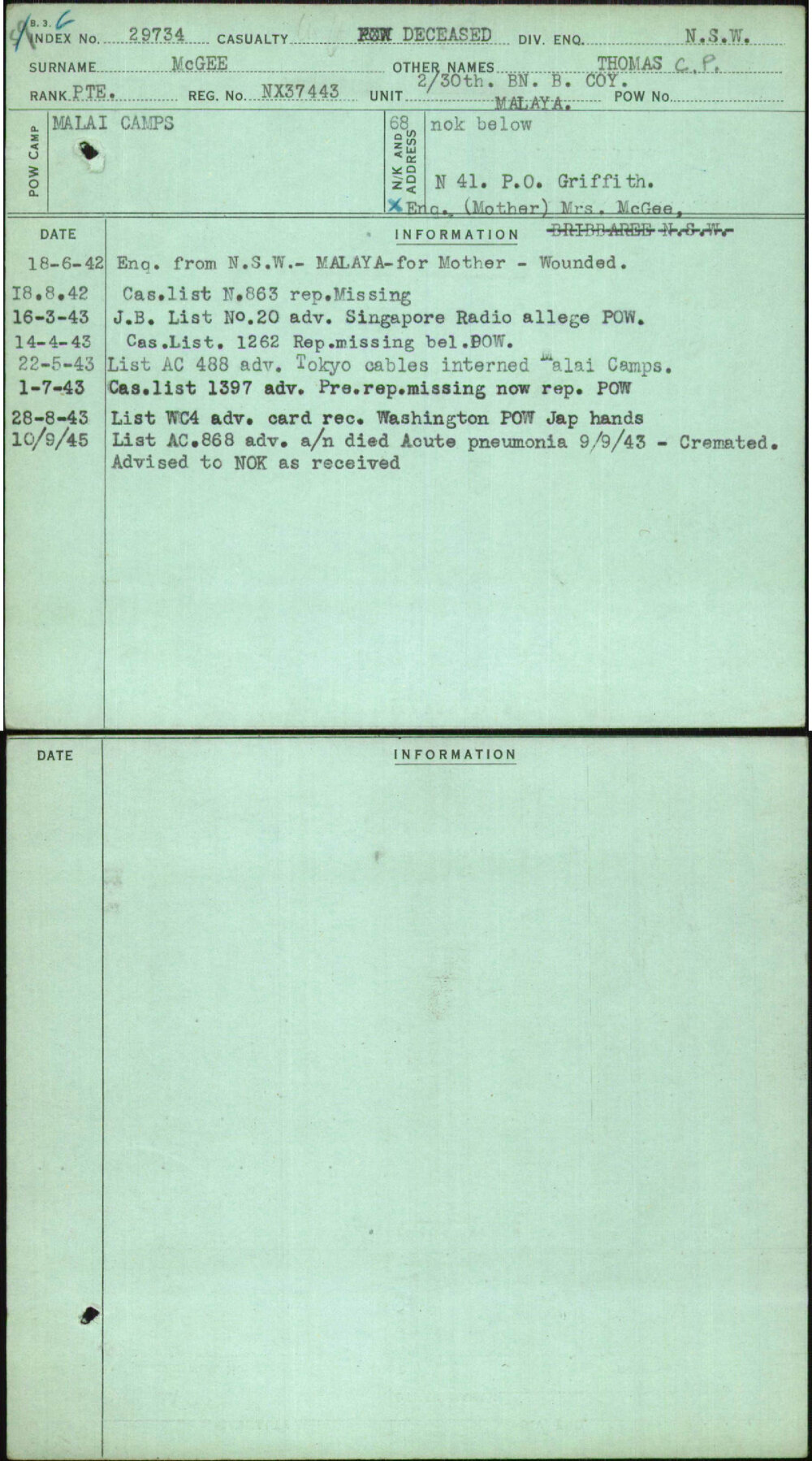 Mcgee, Thomas C P, NX37443