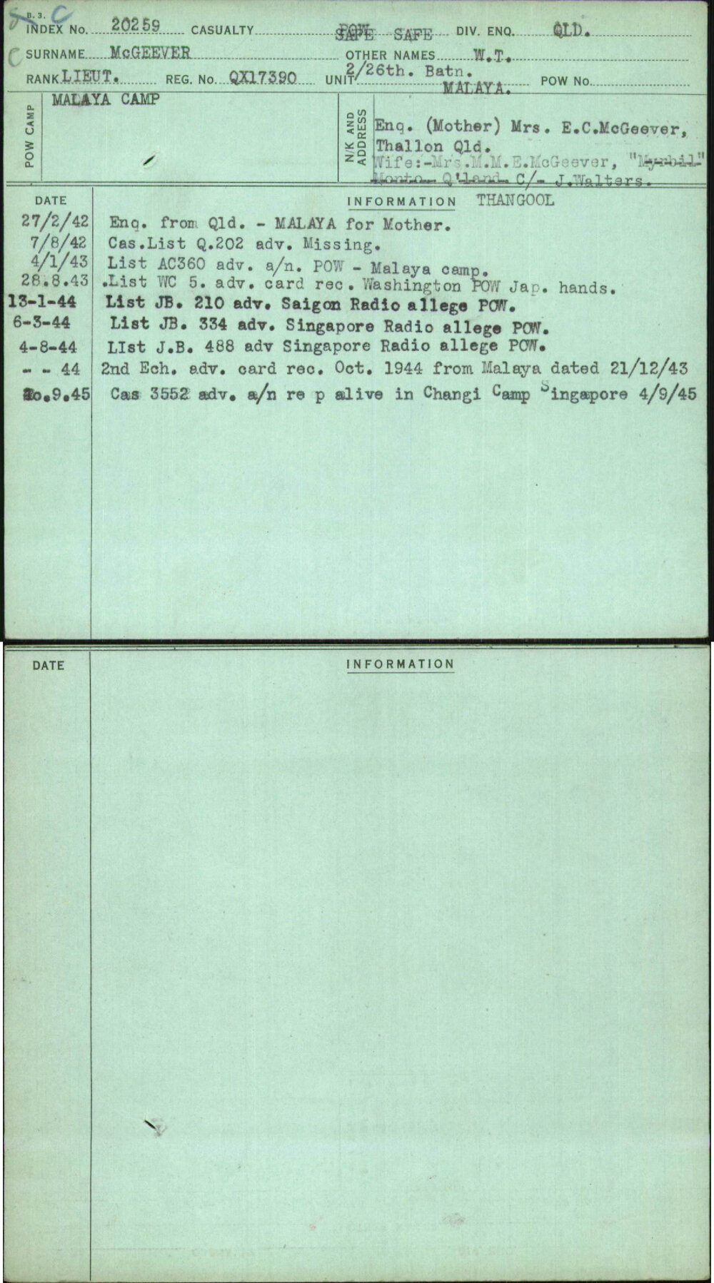 Mcgeever, W T, QX17390