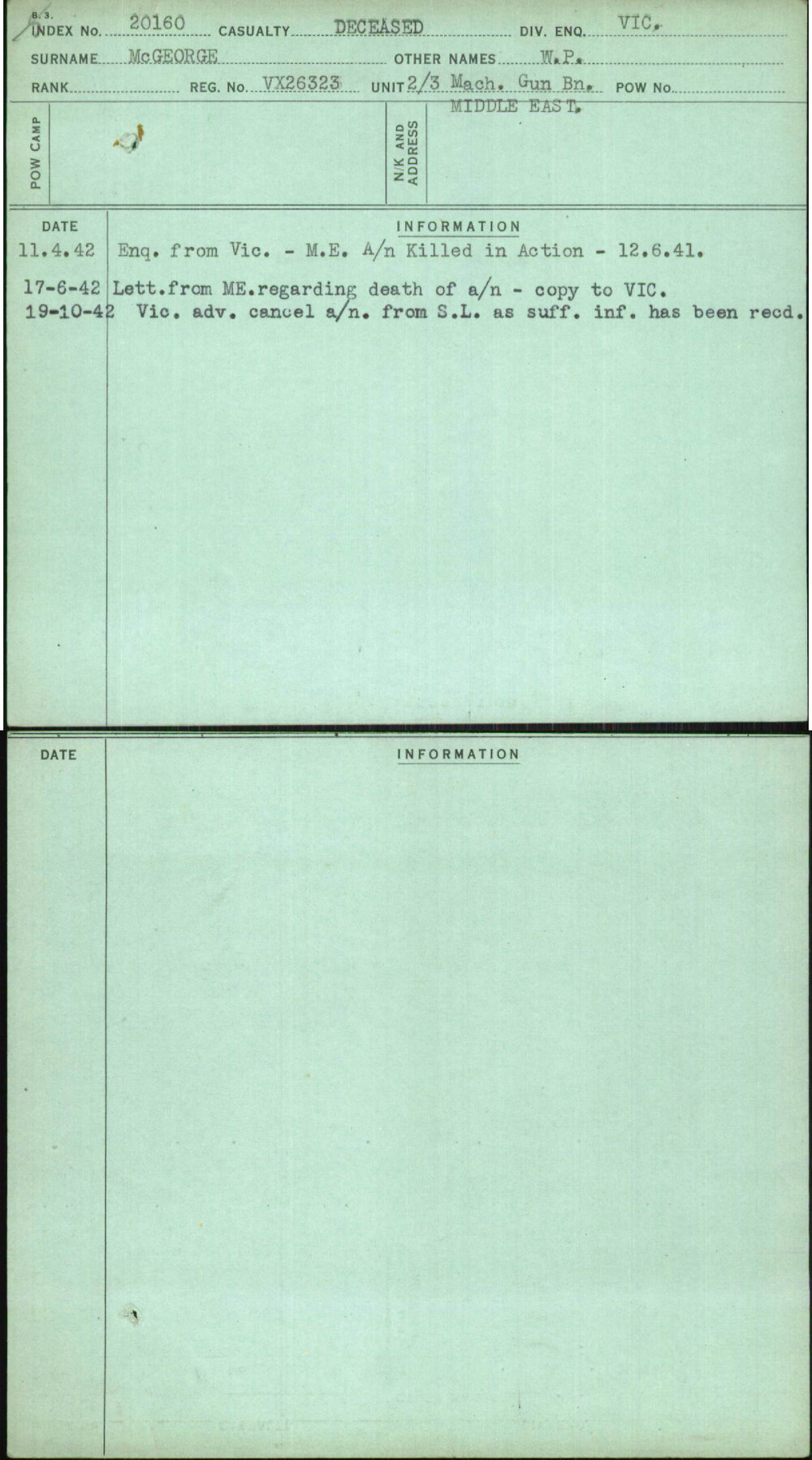 Mcgeorge, W P, VX26323