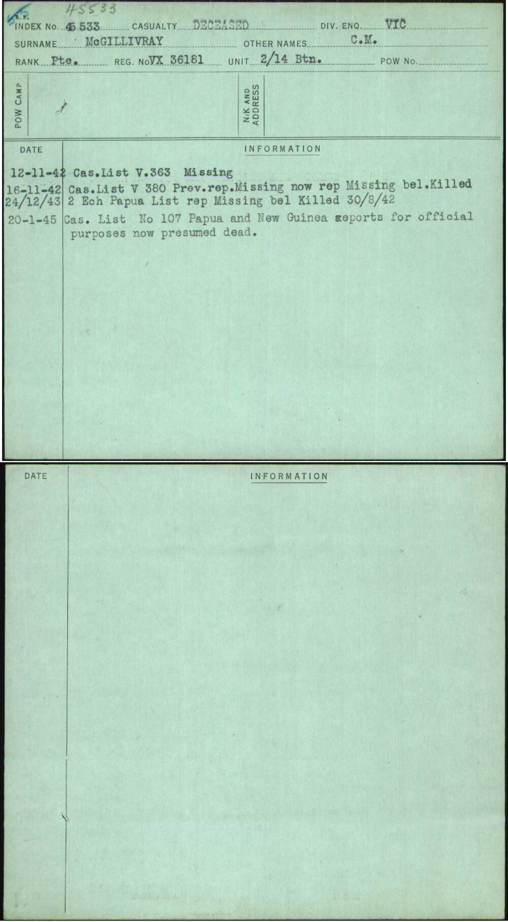 Mcgillivray, C M, VX36181