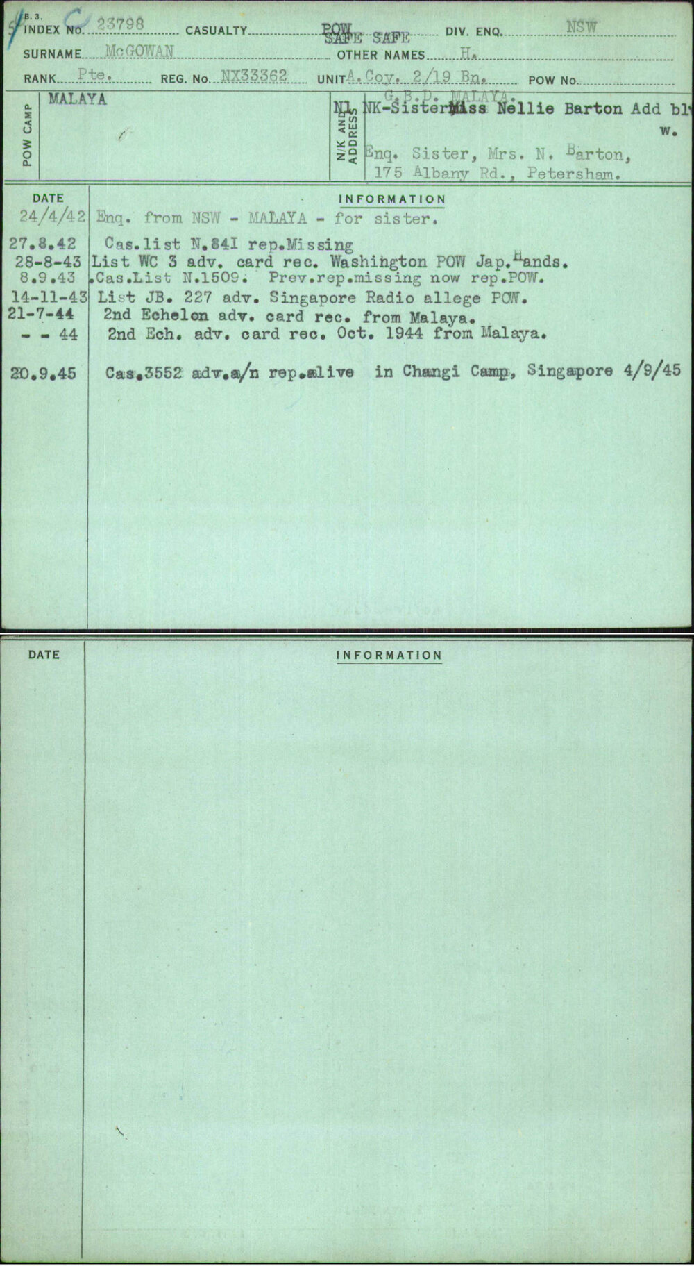 Mcgowan, H, NX33362