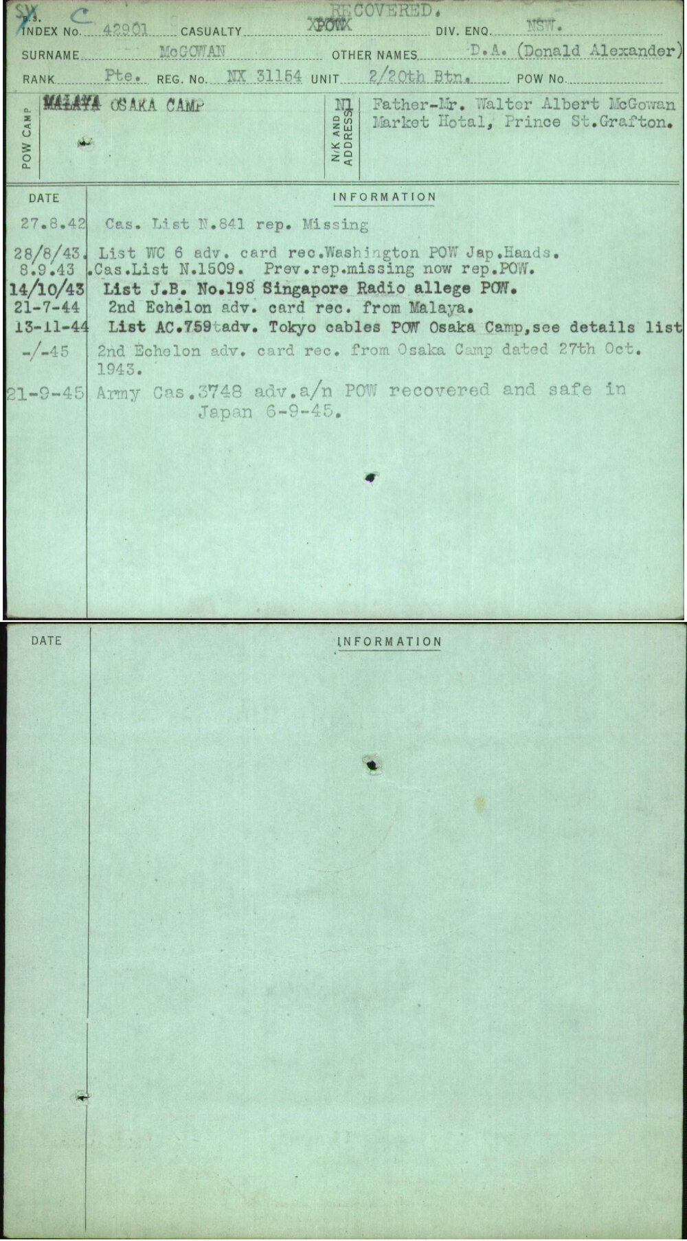 Mcgowan, D A (Donald Alexander), NX31154