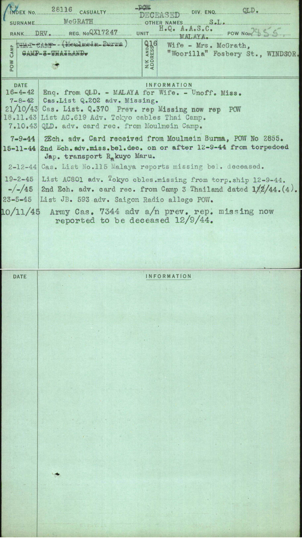 Mcgrath, S L, QX17247