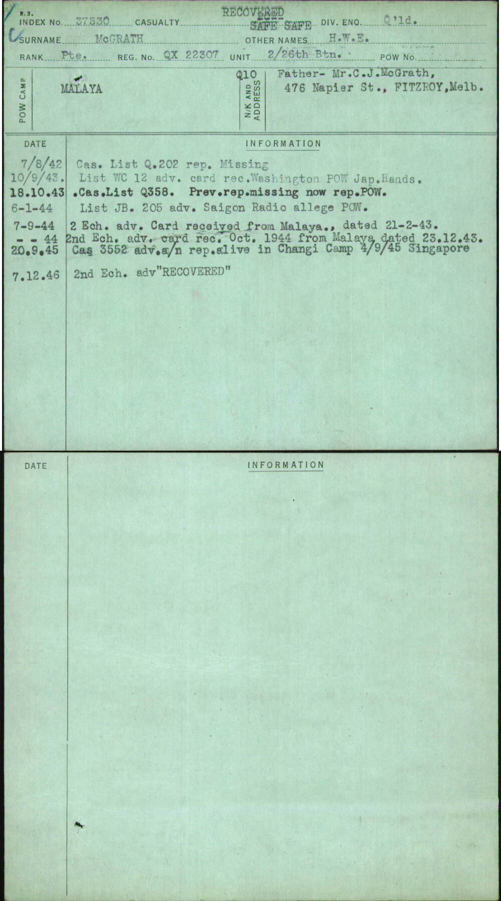 Mcgrath, H W E, QX22307