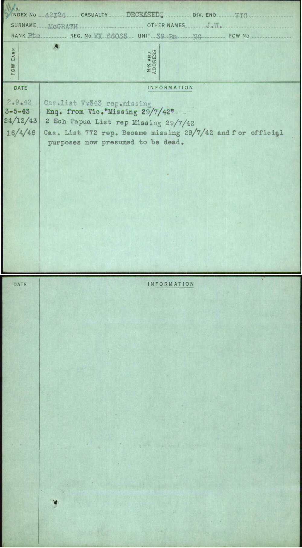 Mcgrath, J W, VX66065