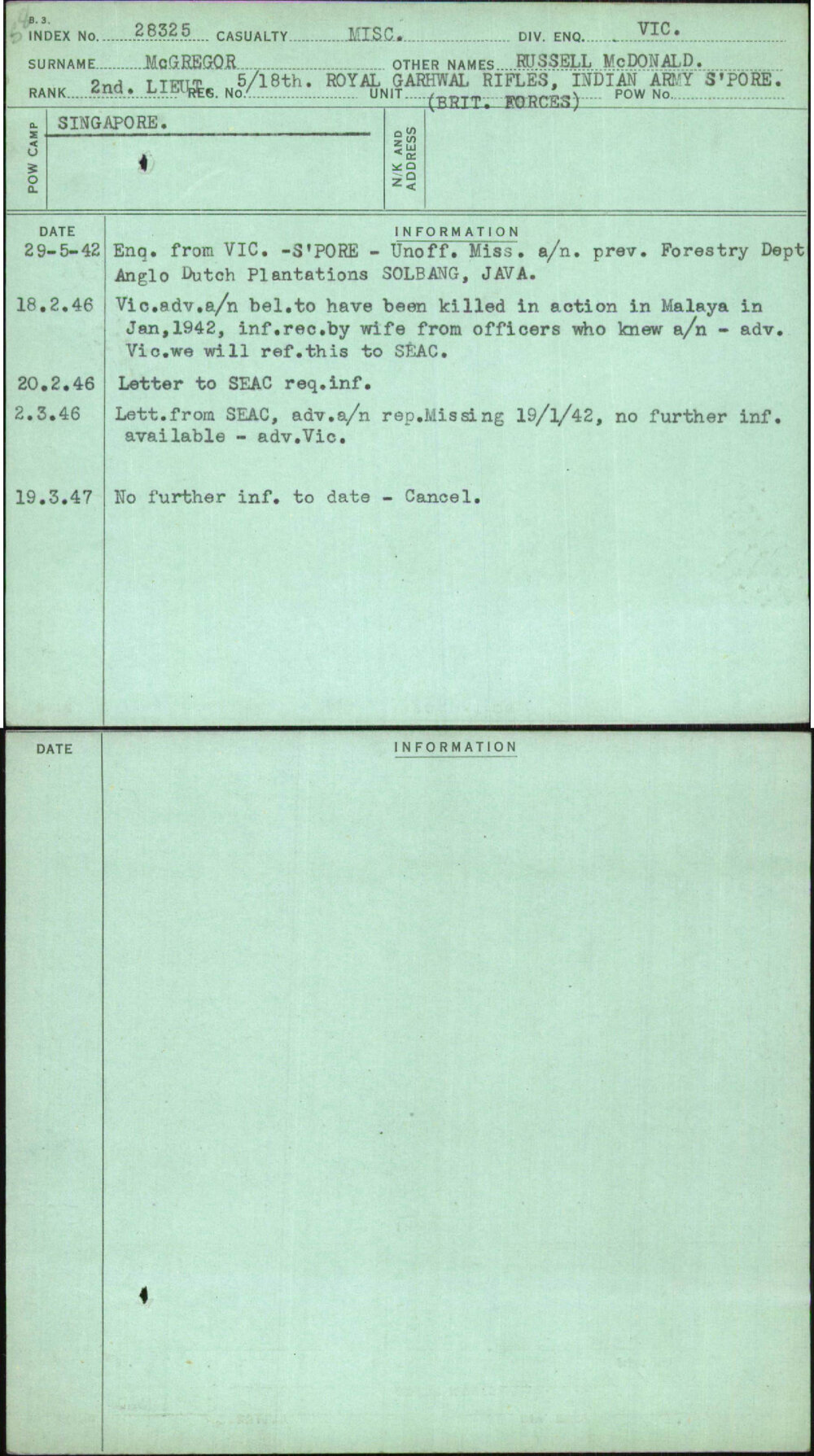 Mcgregor, Russell Mcdonald, [No Service Number]