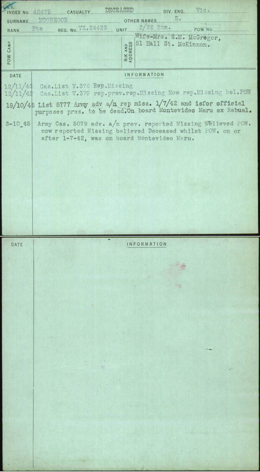 Mcgregor, S, VX24423