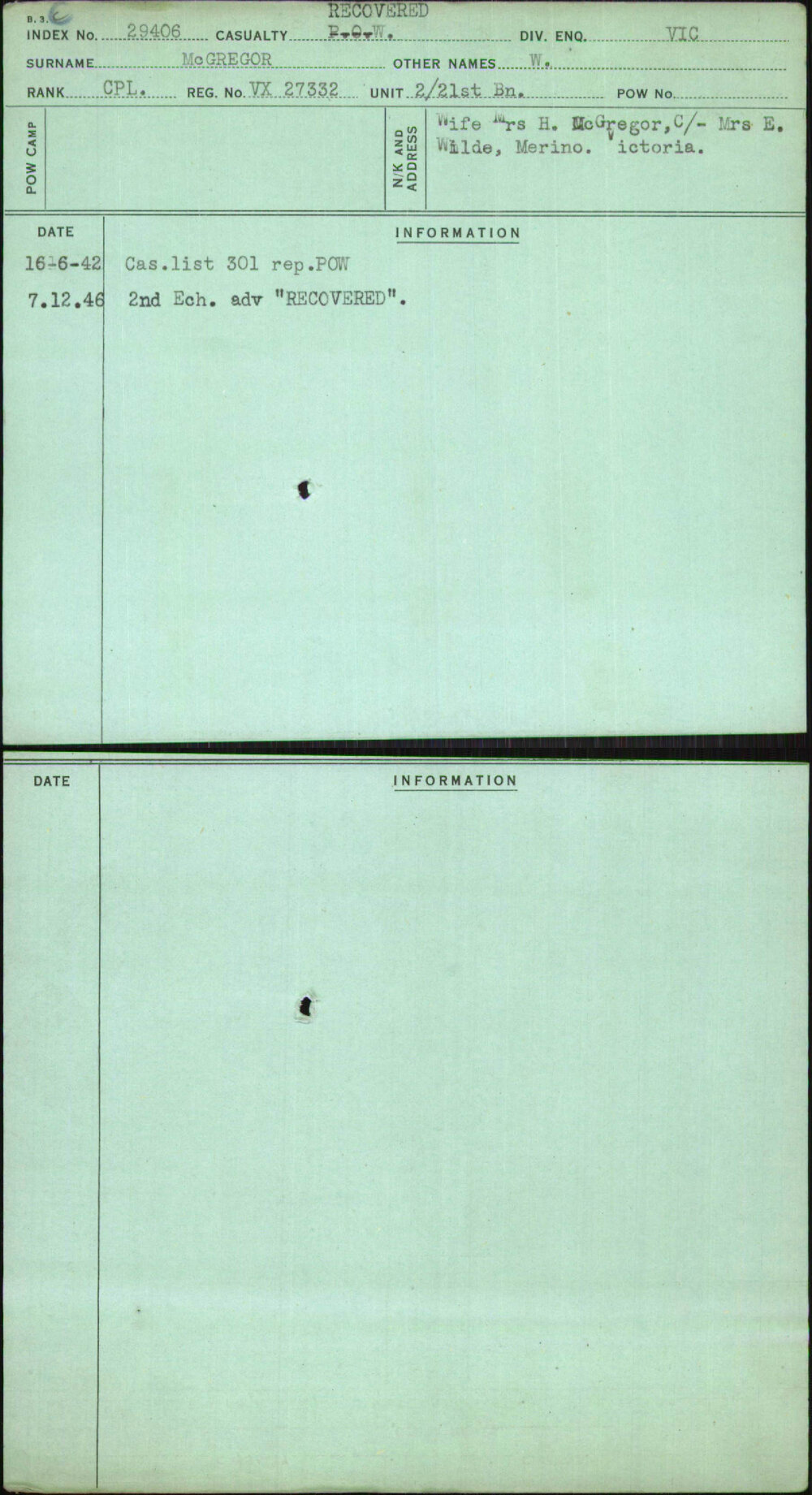 Mcgregor, W, VX27332