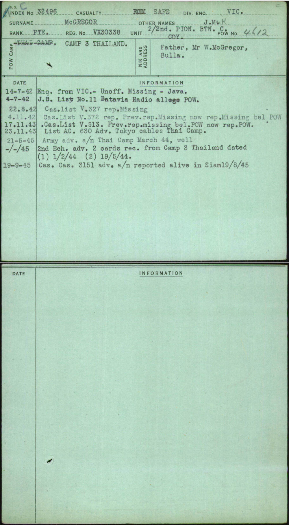 Mcgregor, J M K, VX30338