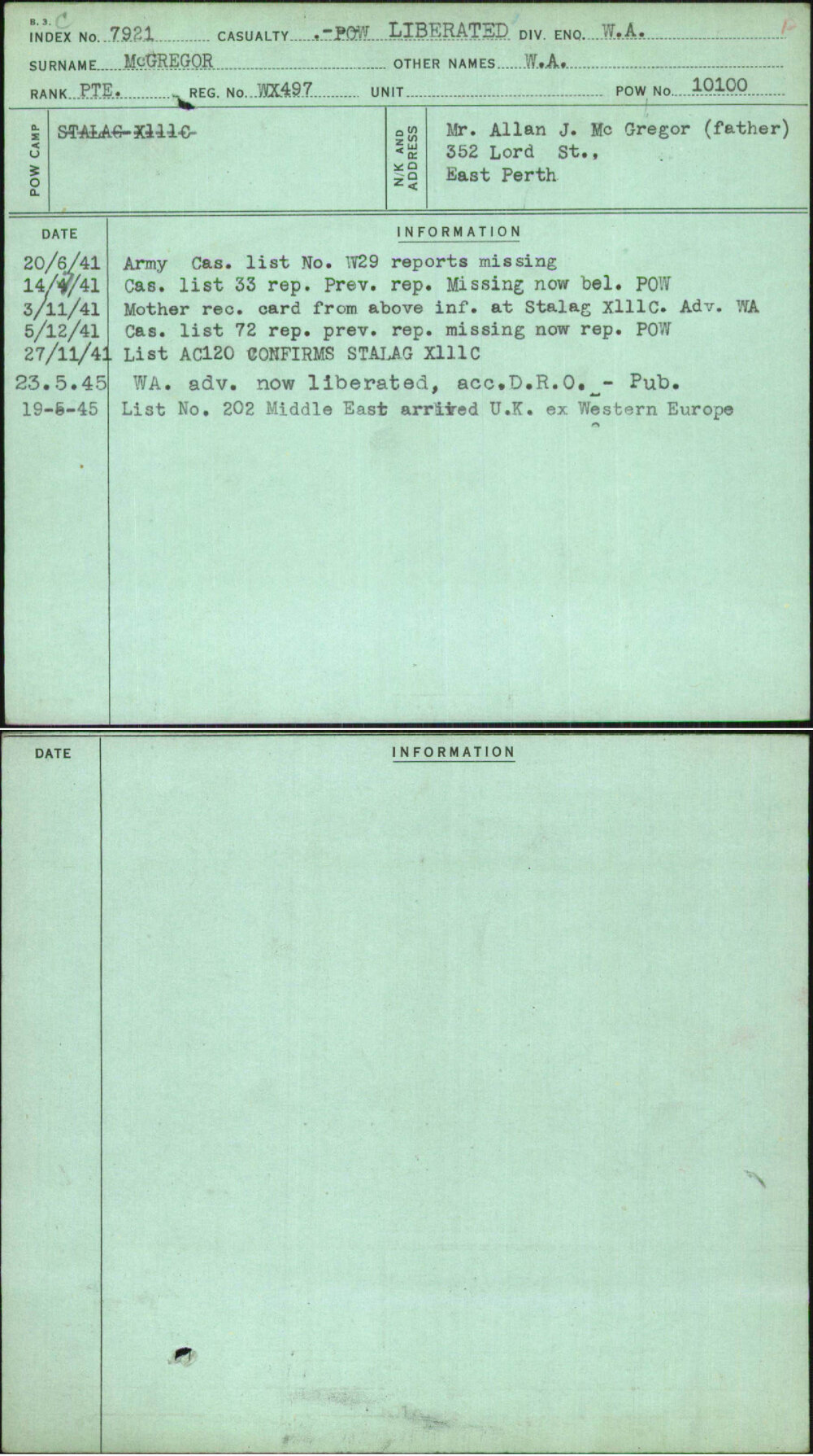 Mcgregor, W A, WX497