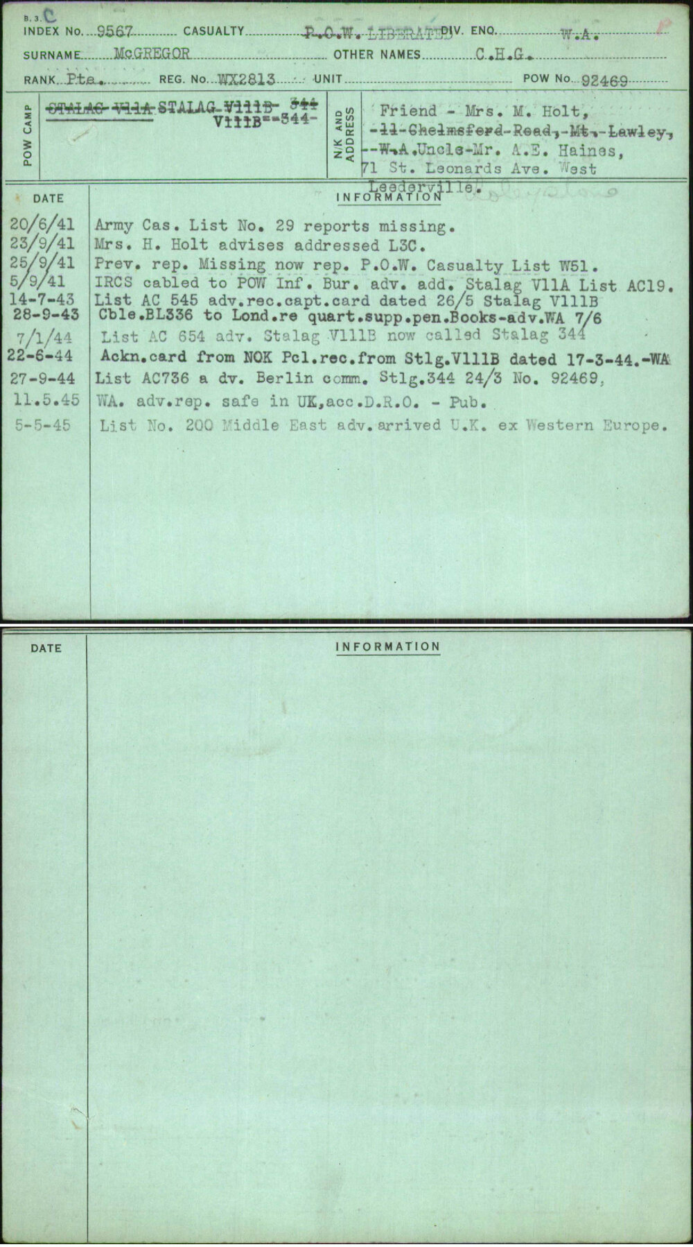 Mcgregor, C H G, WX2813