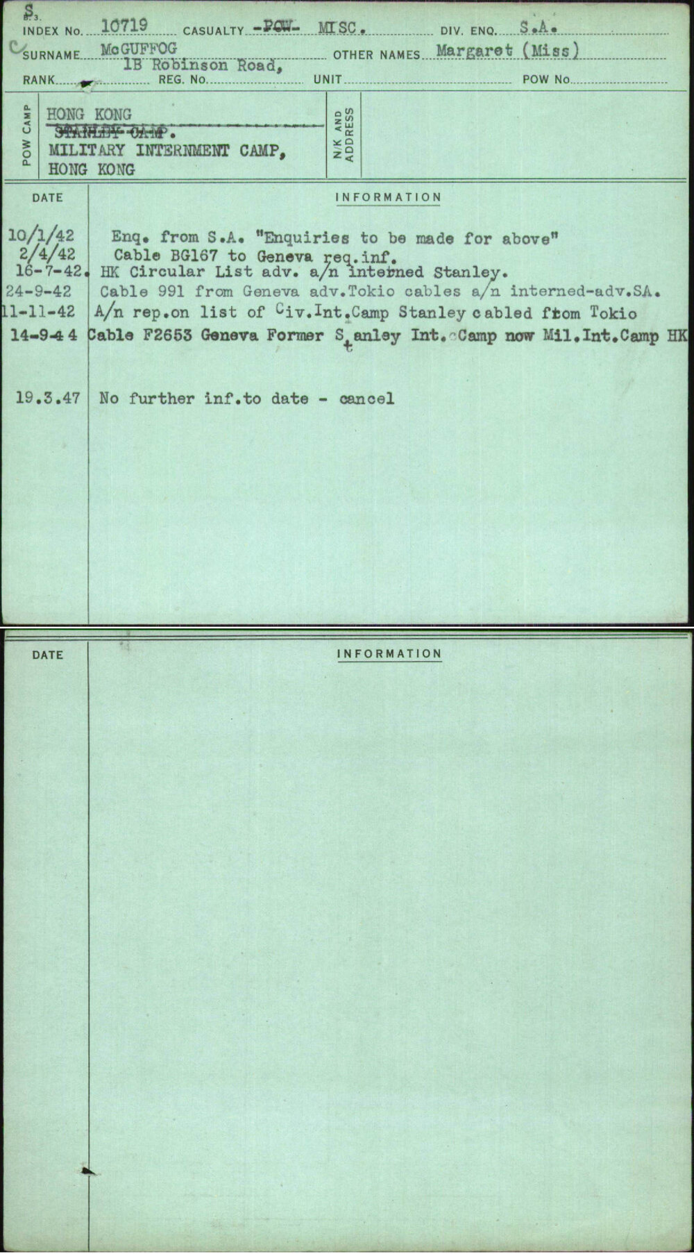 Mcguffog, Margaret (Miss), 1B Robinson Road