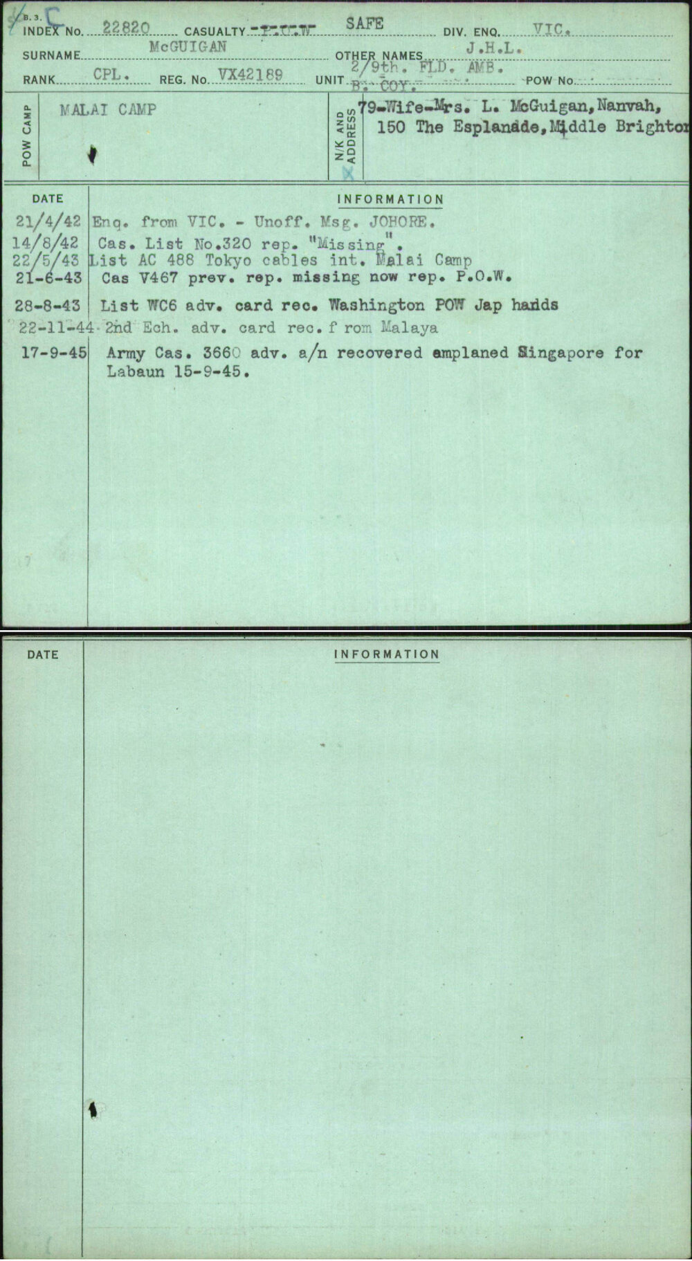 Mcguigan, J H L, VX42189