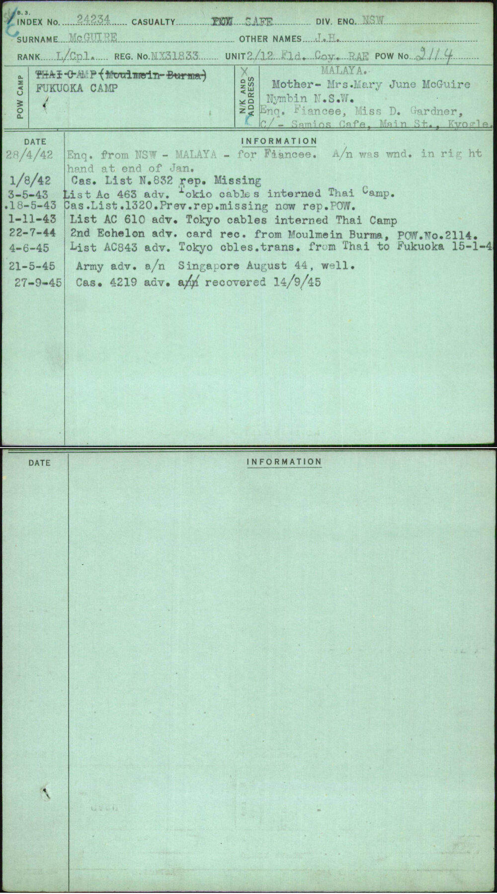 Mcguire, J H, NX31833