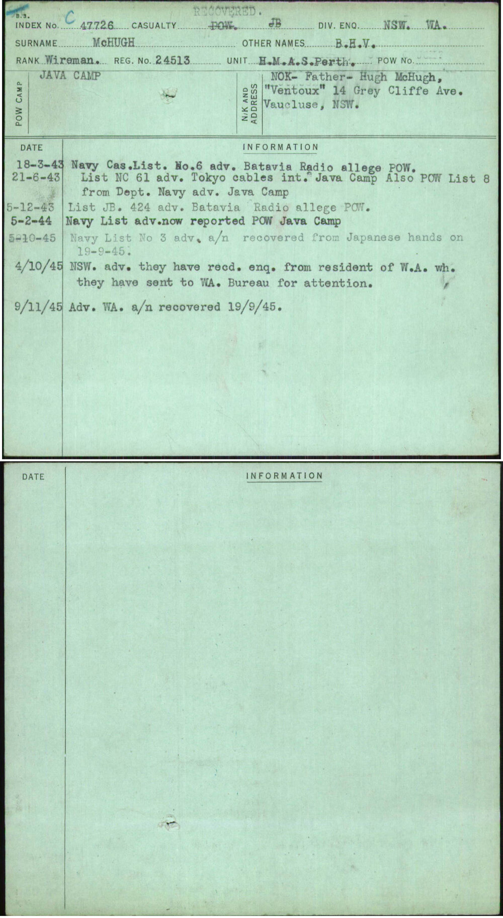 Mchugh, B H V, 24513