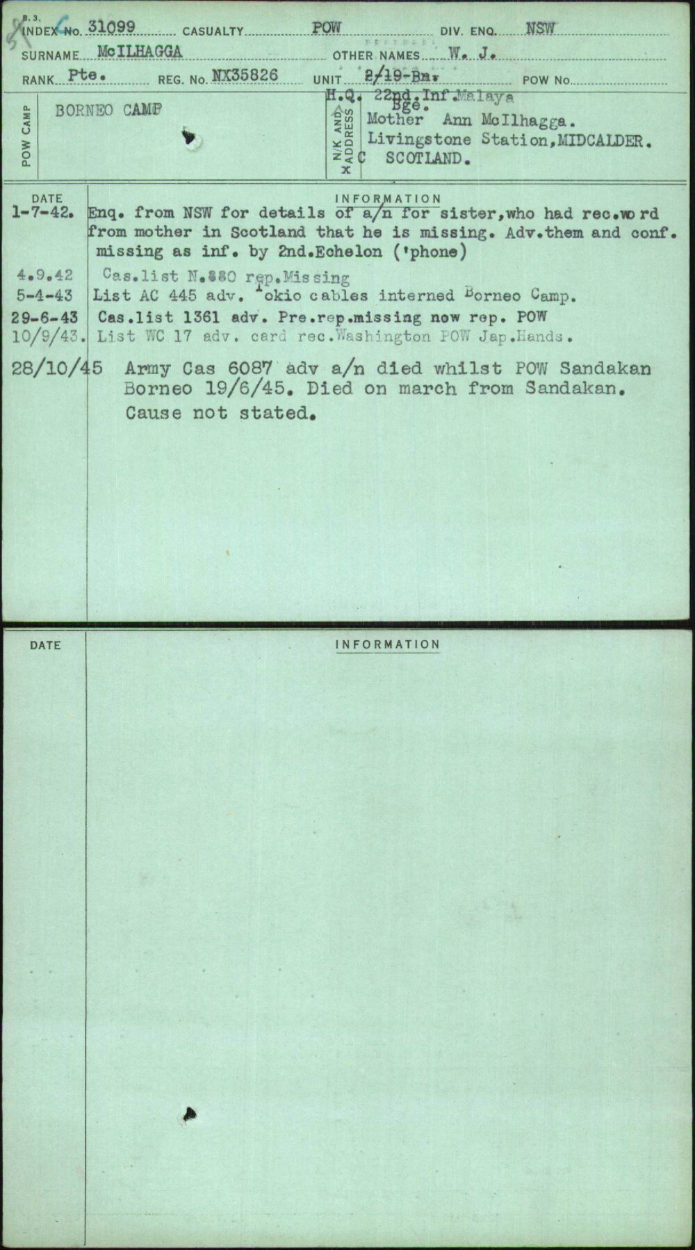 Mcilhagga, W J, NX35826