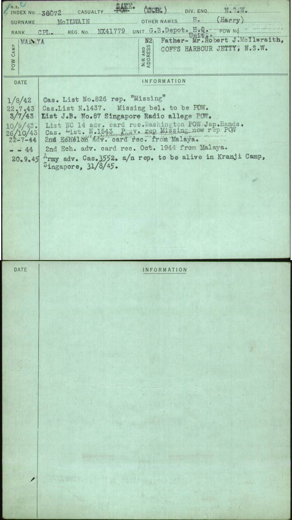 Mcilwain, H (Harry), NX41779