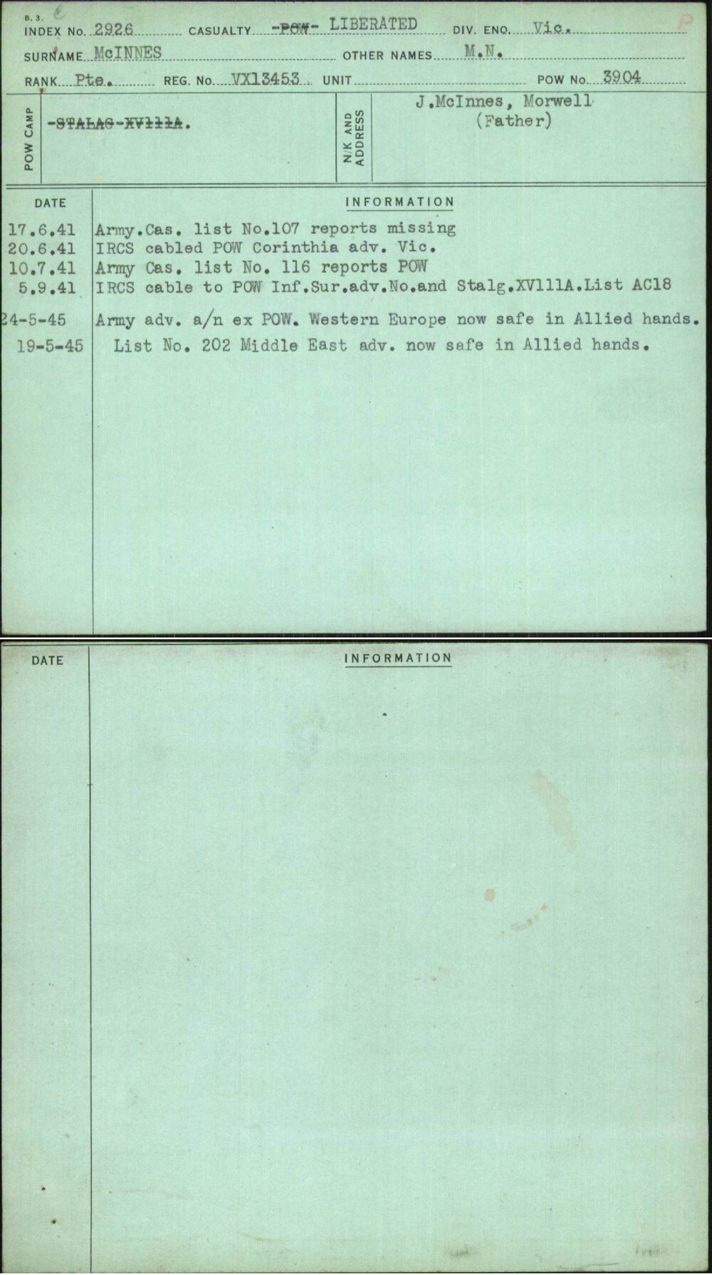 Mcinnes, M N, VX13453