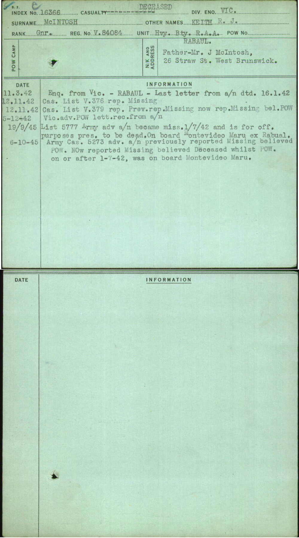 Mcintosh, Keith R J, V84084