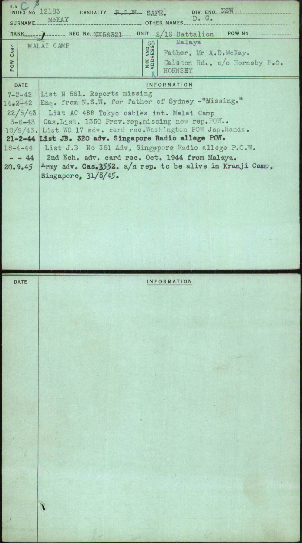 Mckay, D G, NX56321