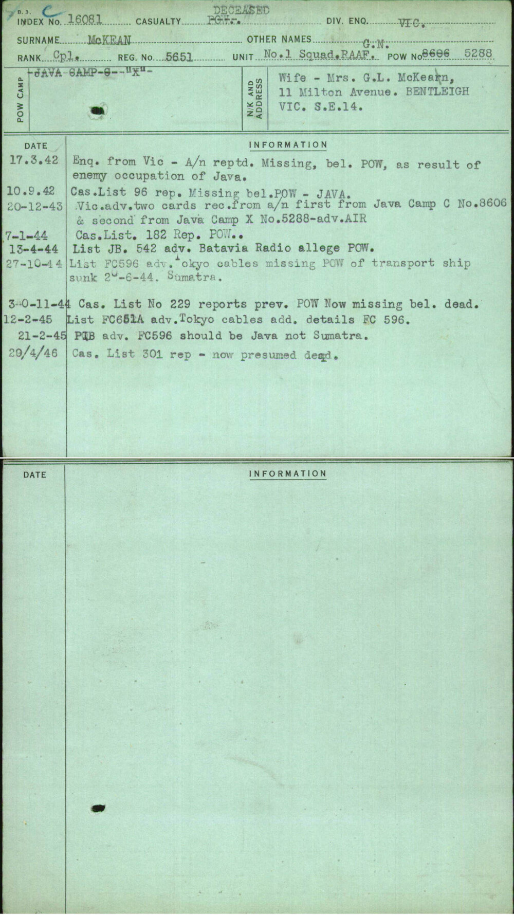 Mckean, G N, 5651