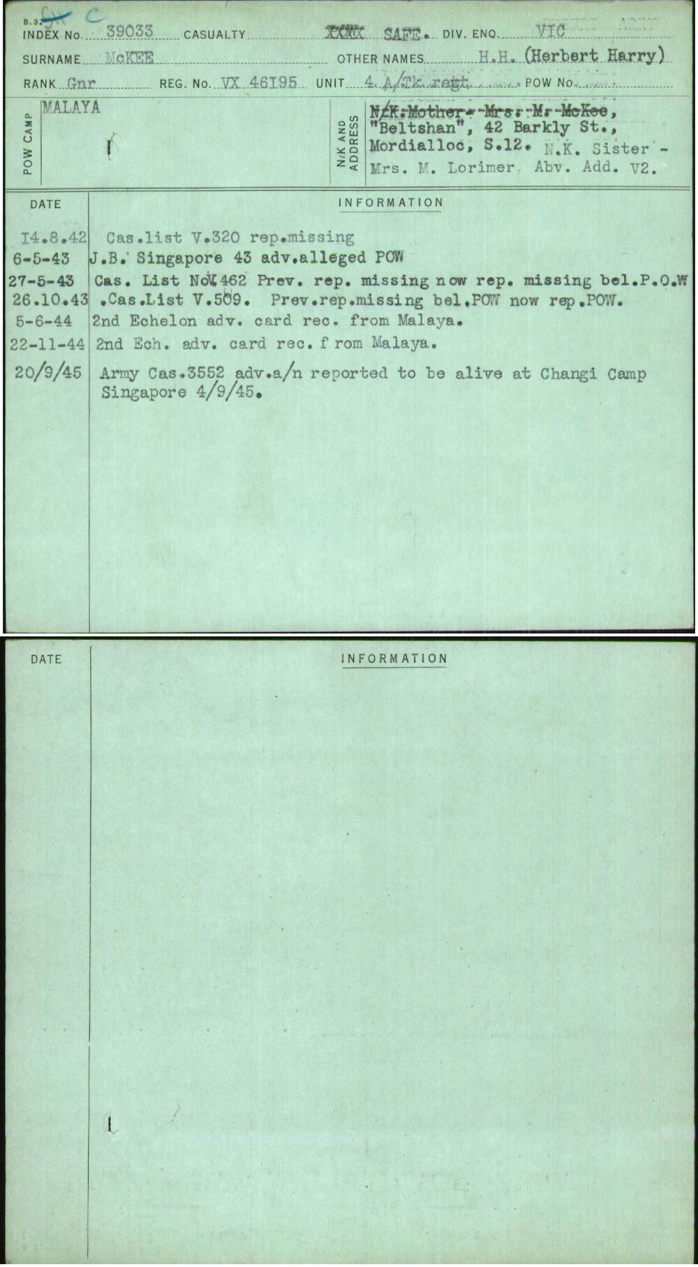 Mckee, H H (Herbert Harry), VX46195