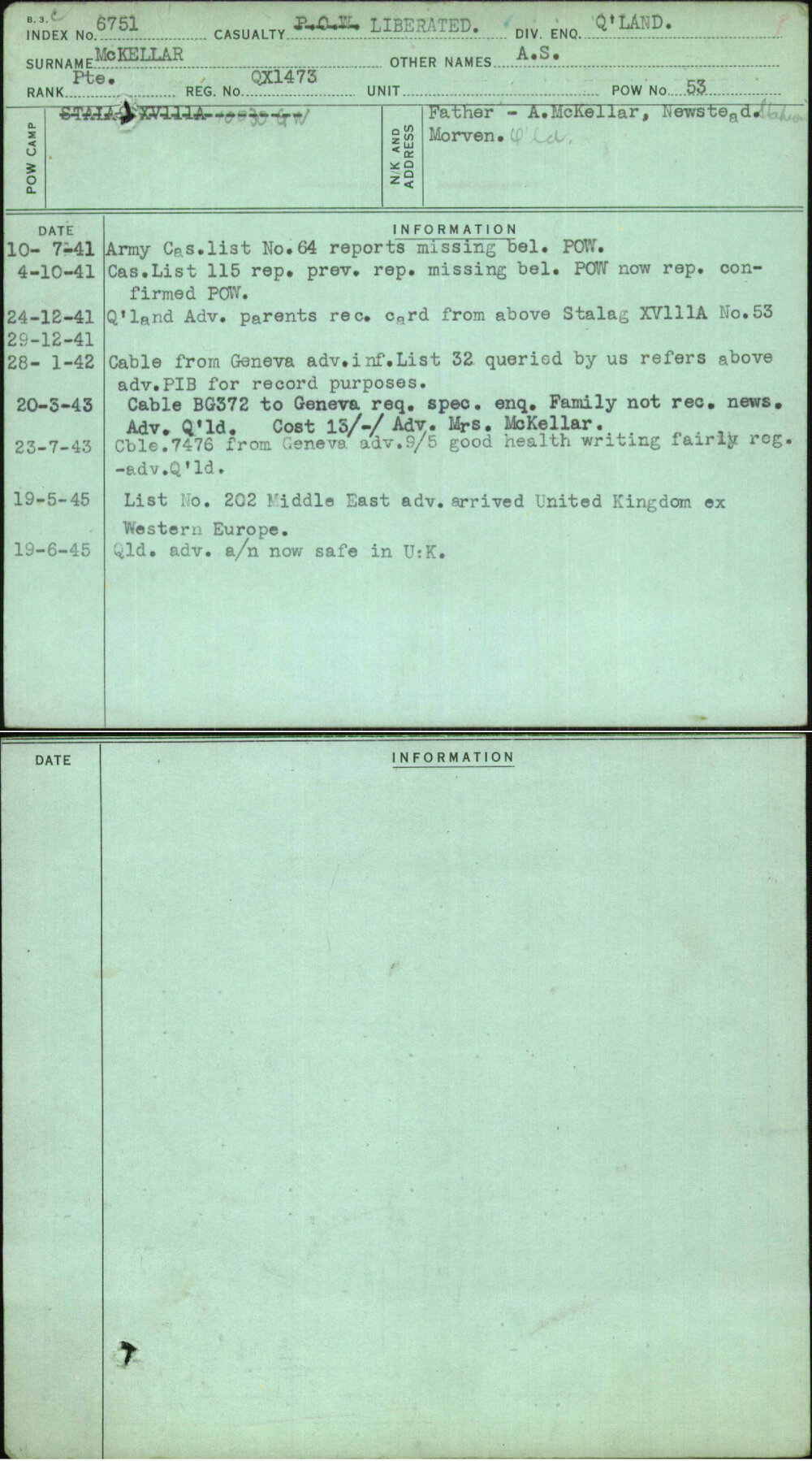 Mckellar, A S, QX1473