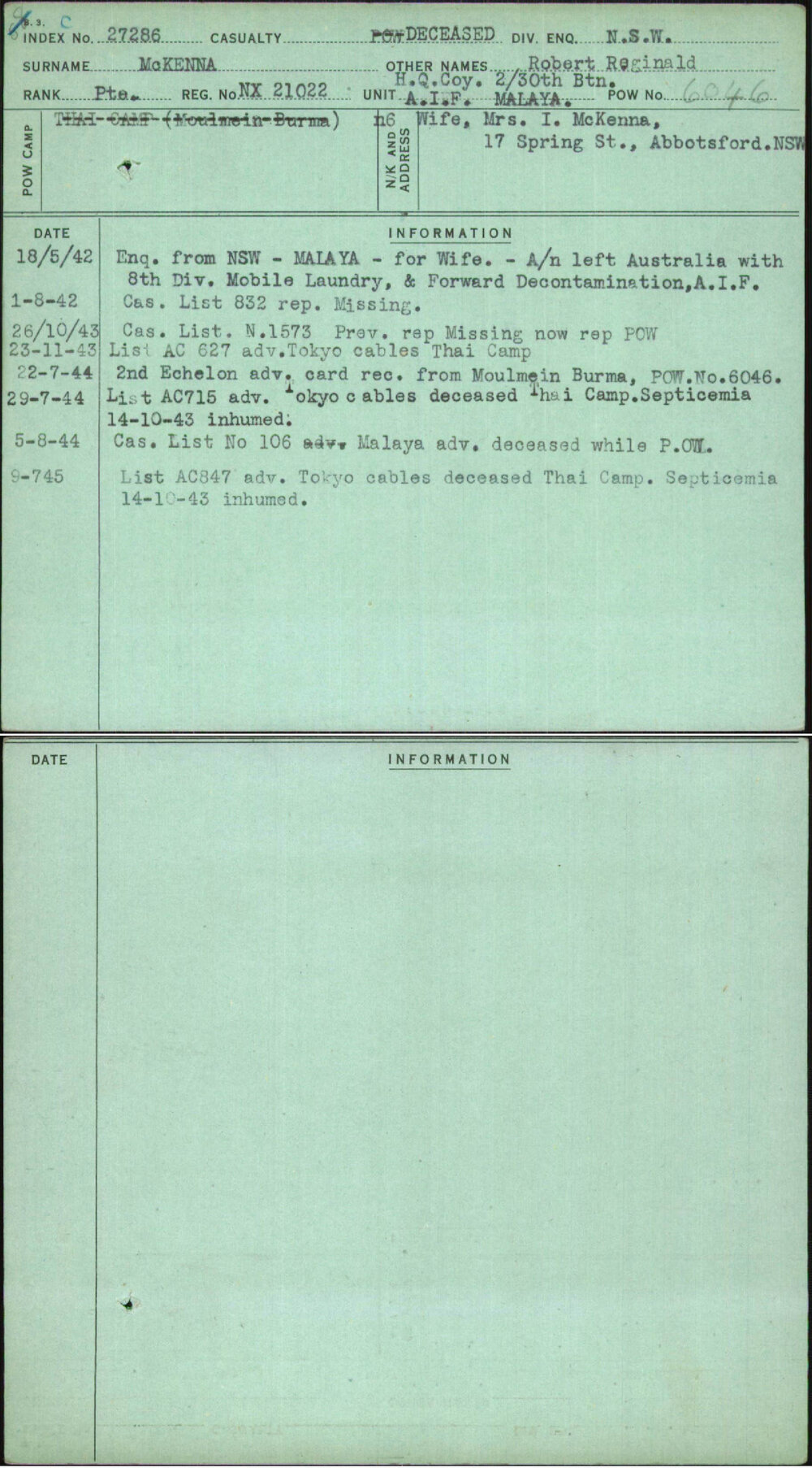 Mckenna, Robert Reginald, NX21022