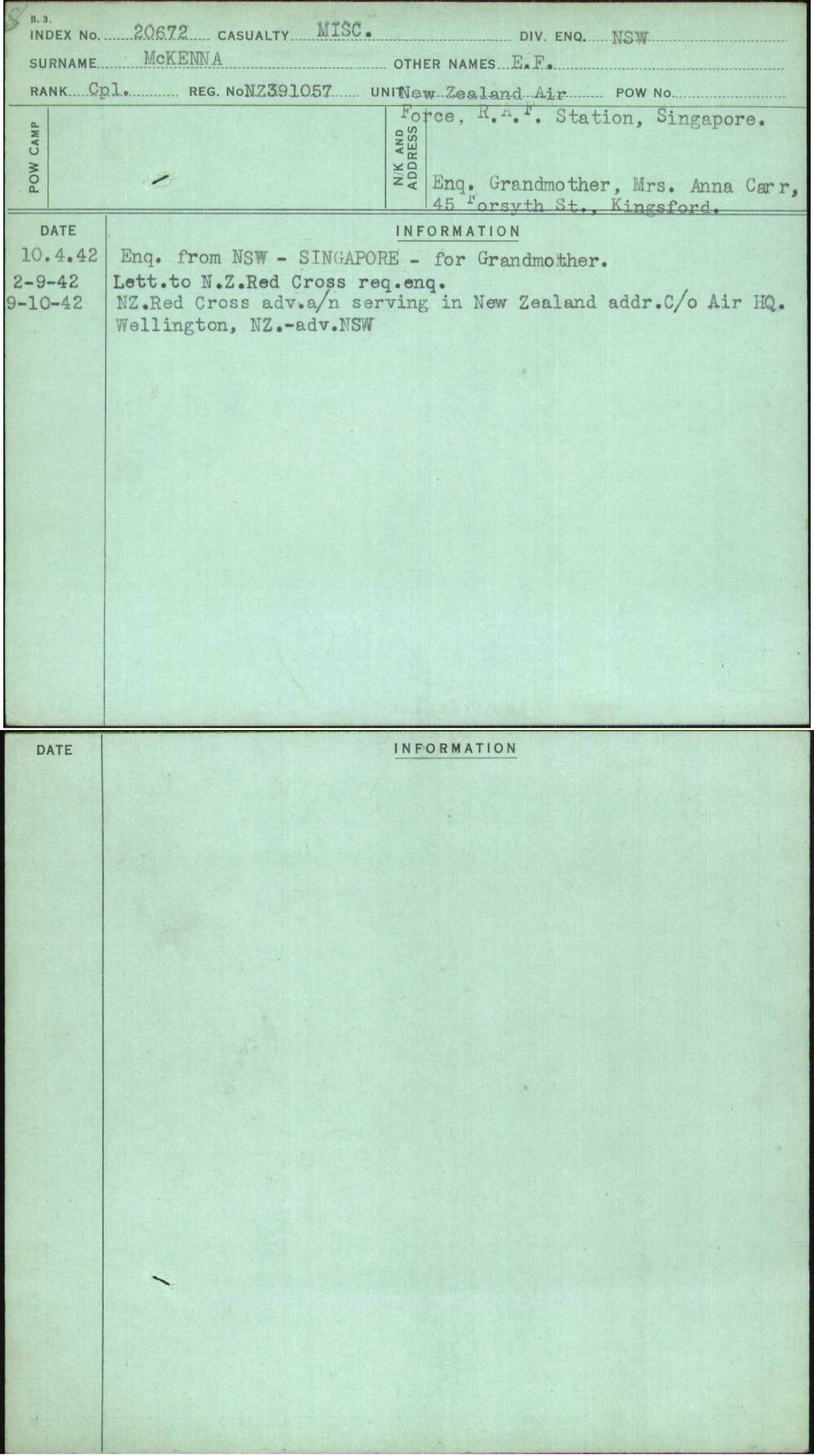 Mckenna, E F, Nz391057