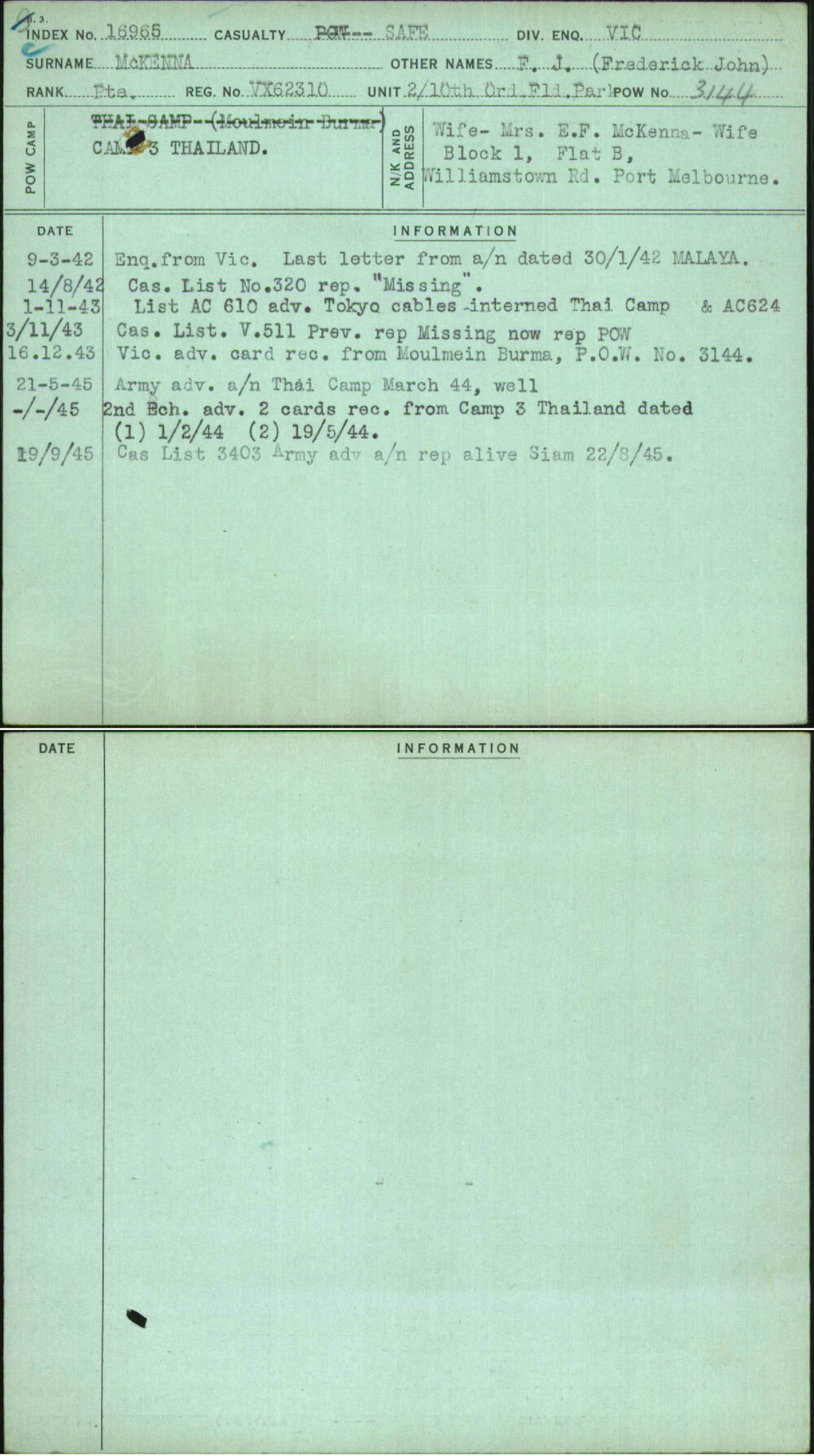 Mckenna, F J (Frederick John), VX62310