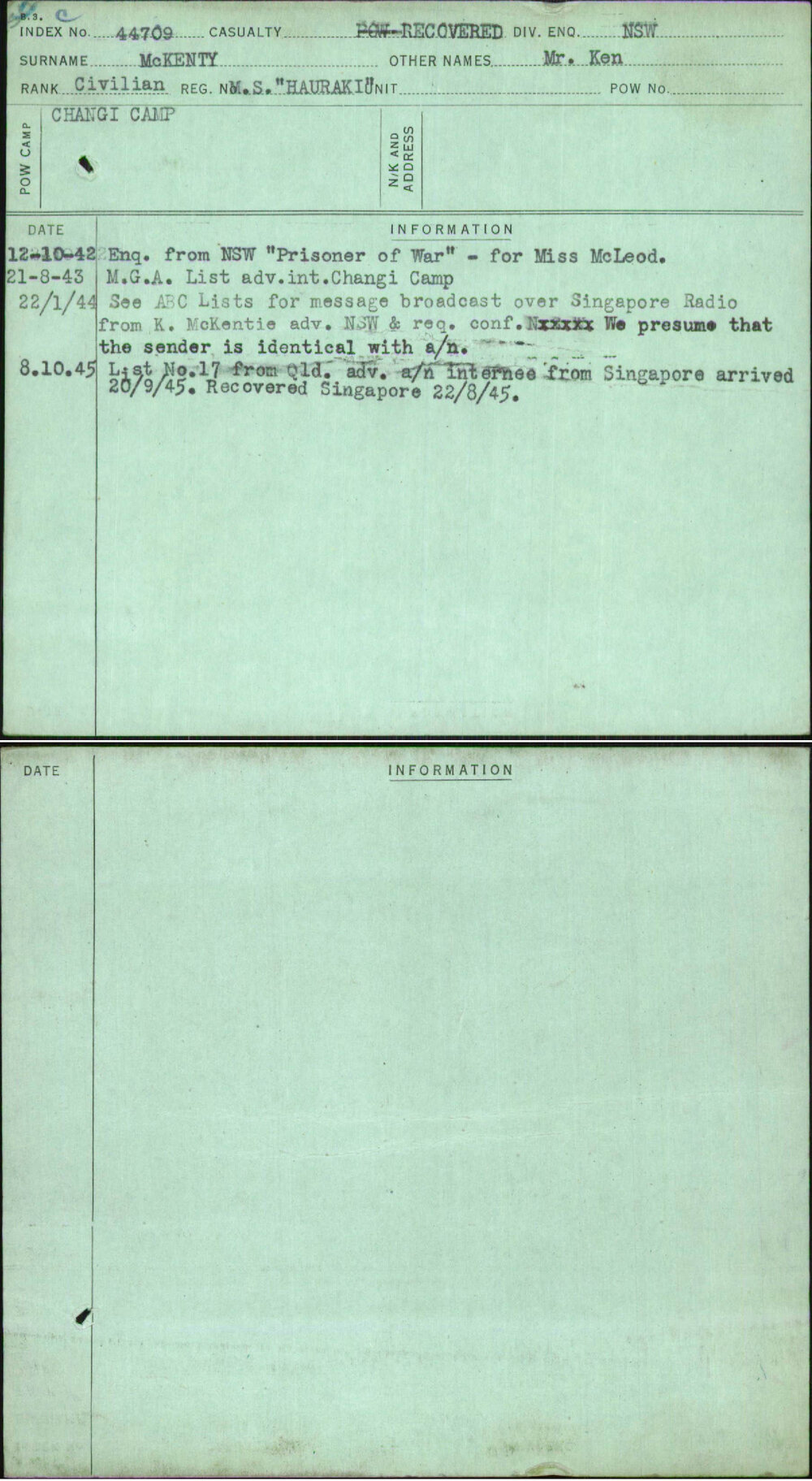 Mckenty, Mr Ken, Ms Hauraki