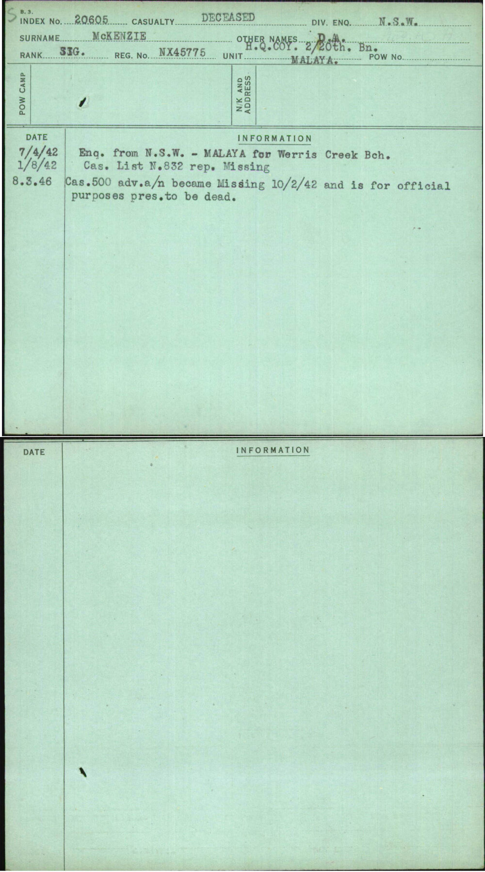 Mckenzie, D A, NX45775