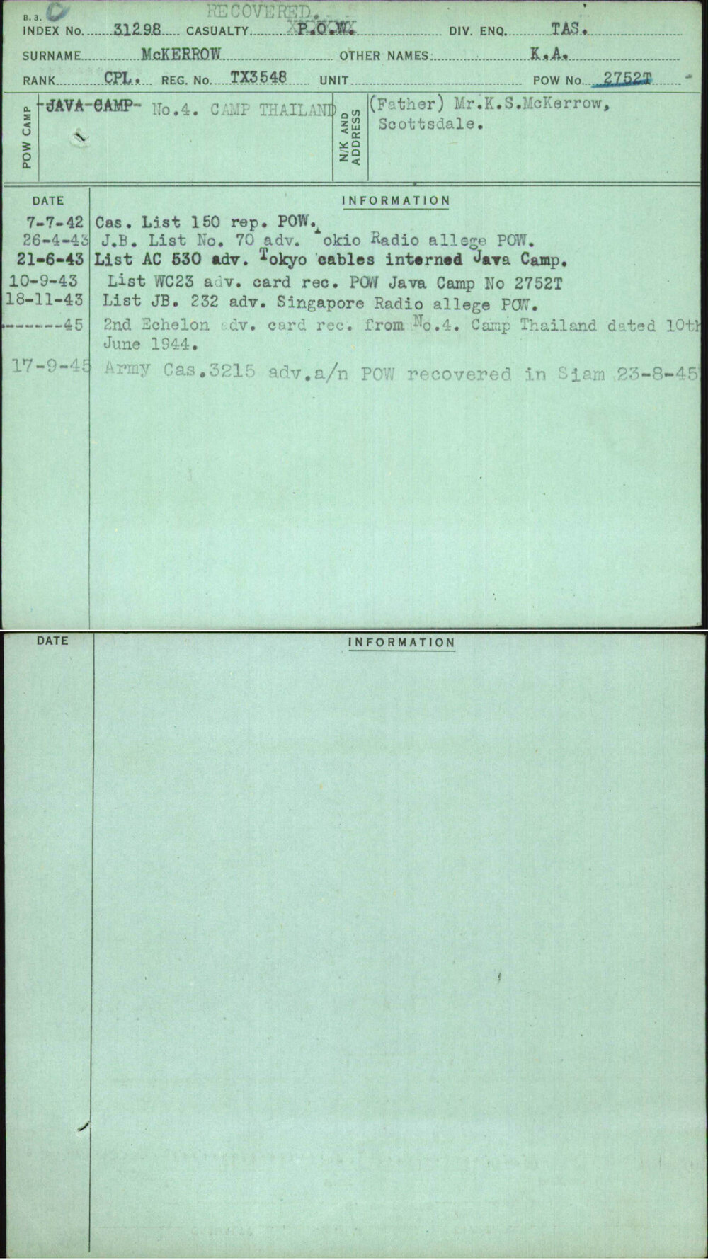 Mckerrow, K A, TX3548