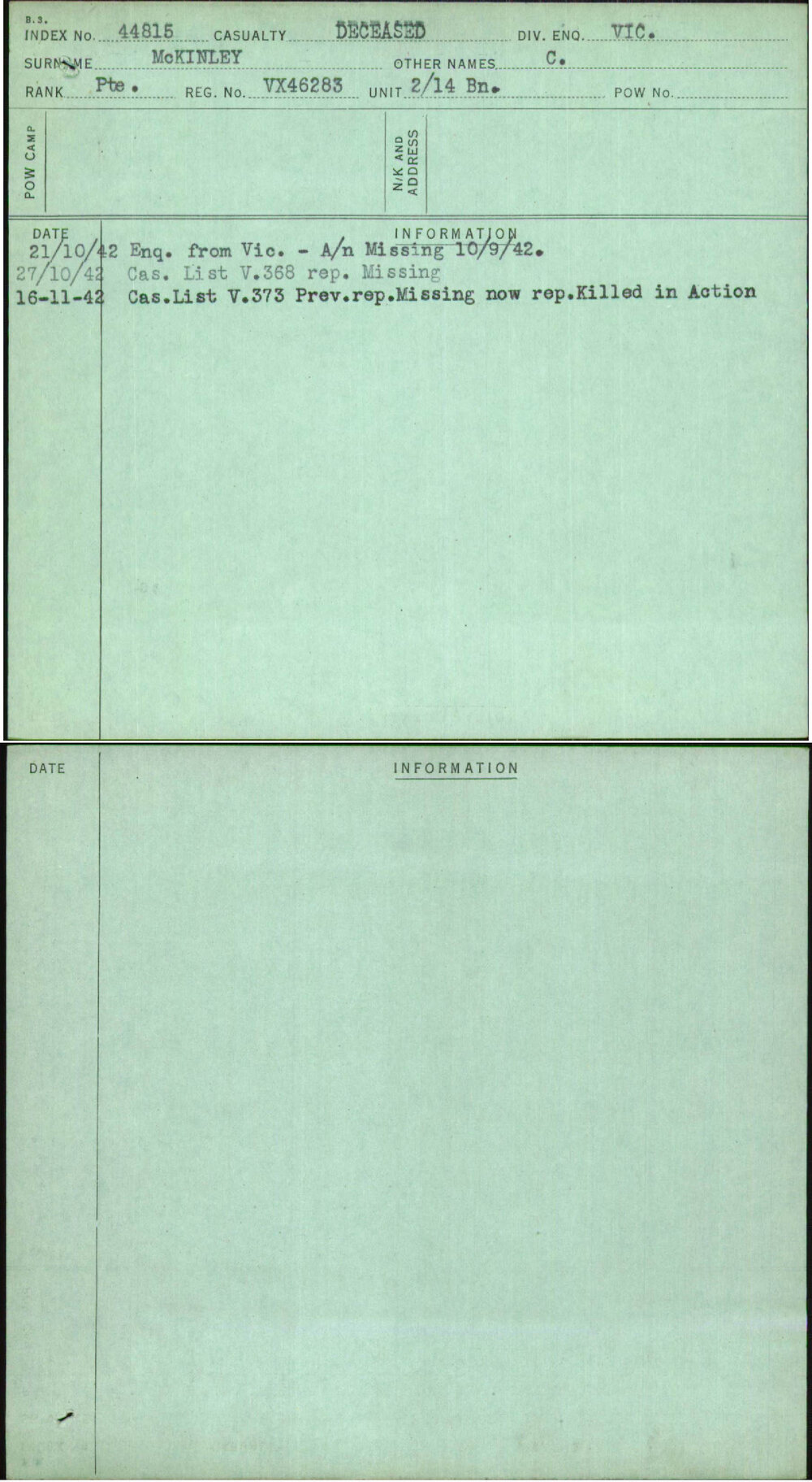 Mckinley, C, VX46283