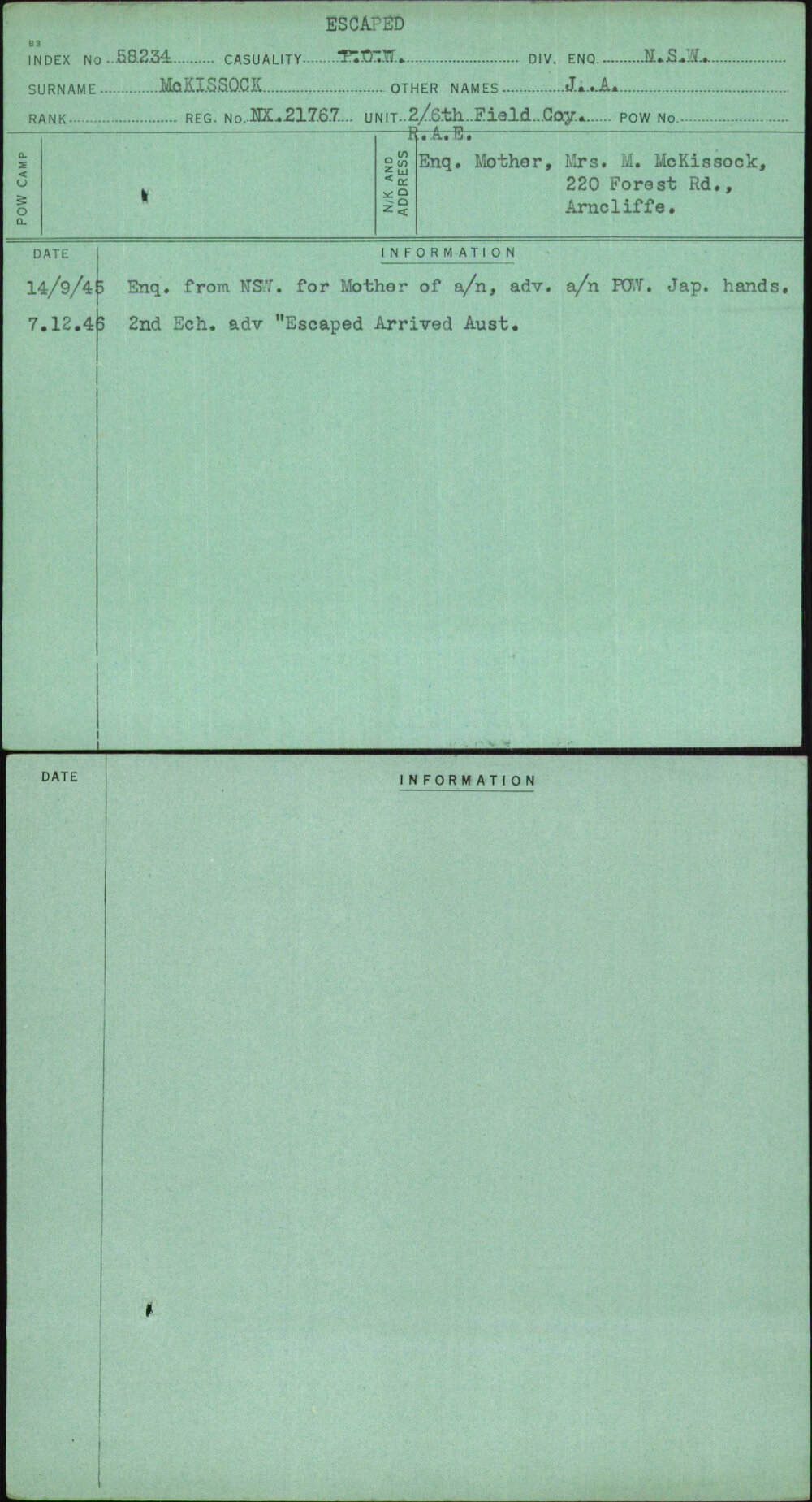 Mckissock, J A, NX21767