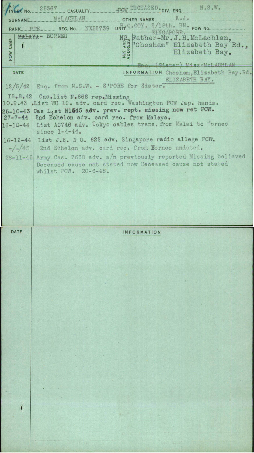 Mclachlan, K J, NX52739