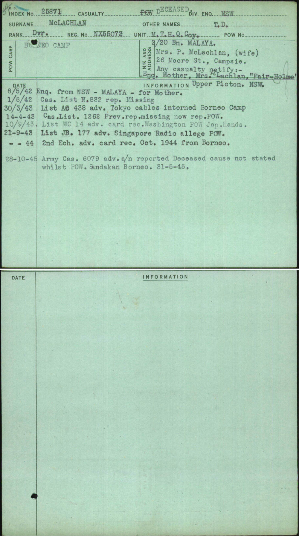 Mclachlan, T D, NX55072