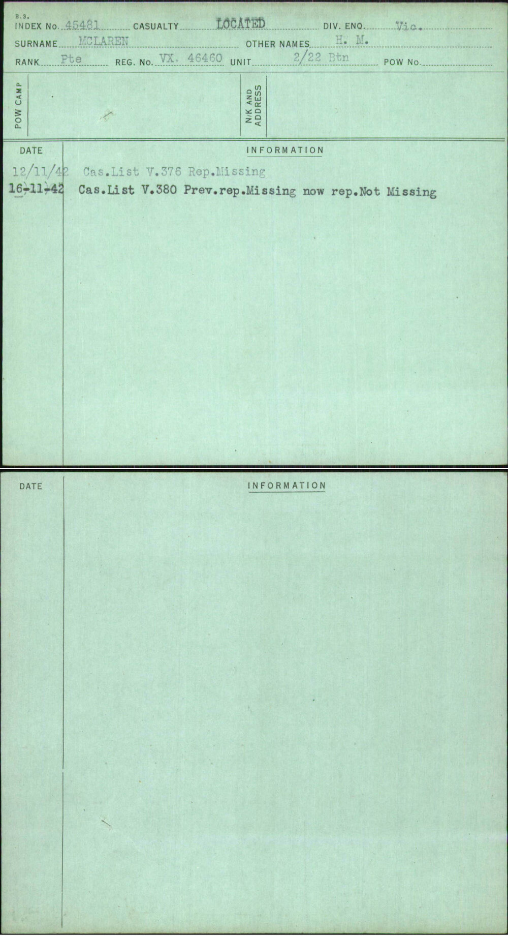 Mclaren, H M, VX46460