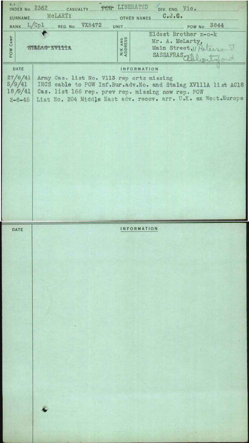 Mclarty, C J C, VX5472